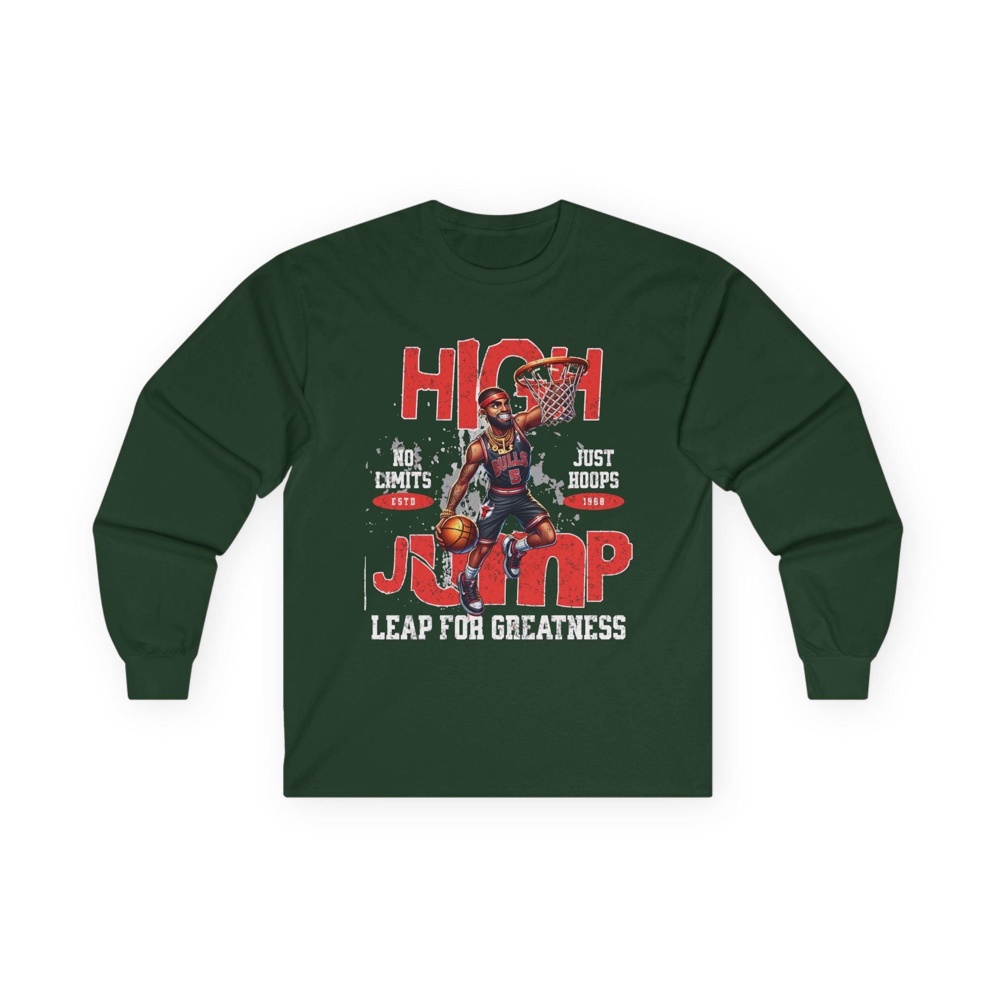 High Jump Long Sleeve Tee - Leap for Greatness Basketball Shirt