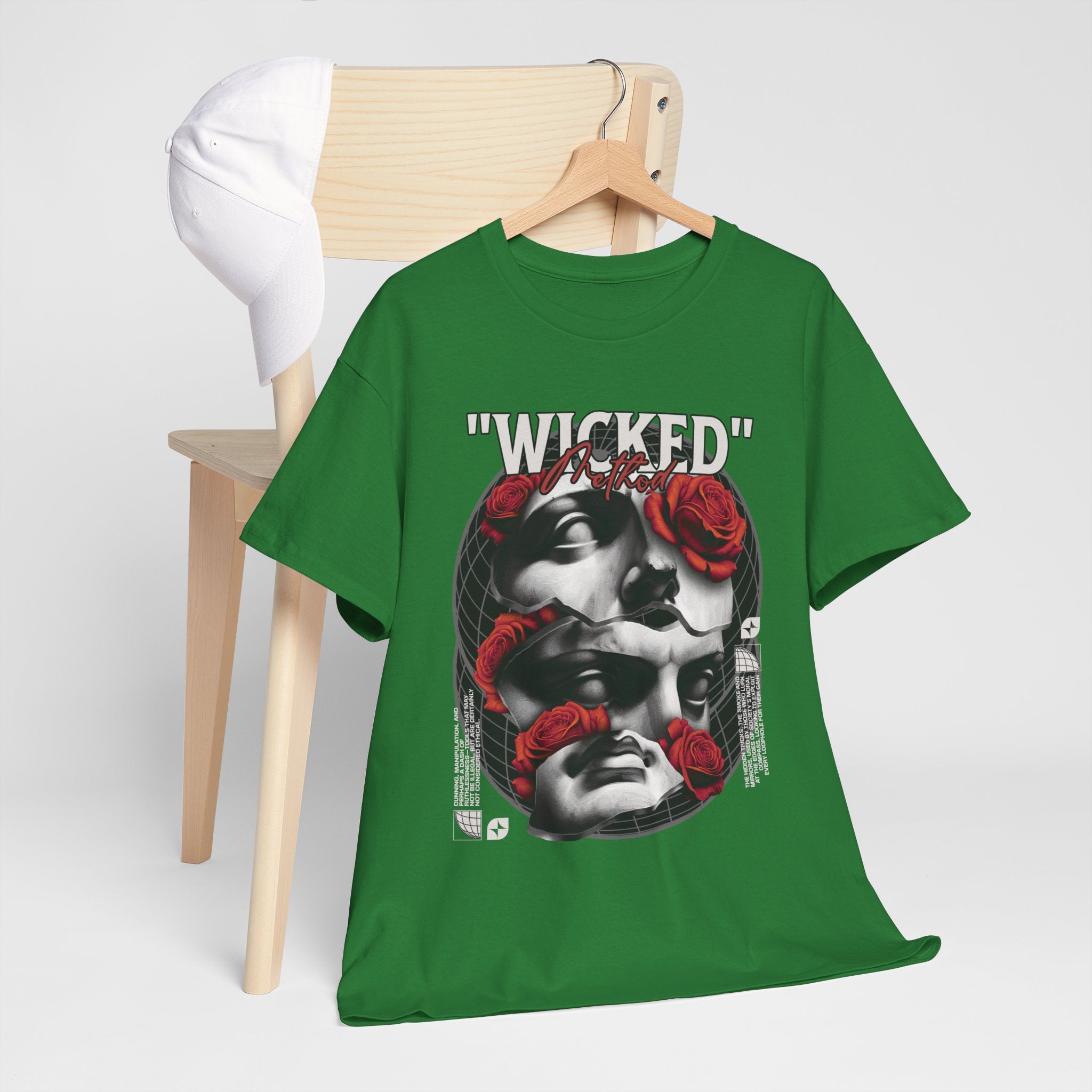 Wicked Floral Unisex Heavy Cotton Tee, Grunge Fashion Tee, Gothic Graphic Tee, Punk Style Shirt, Casual Wear, Gift for Music Lovers