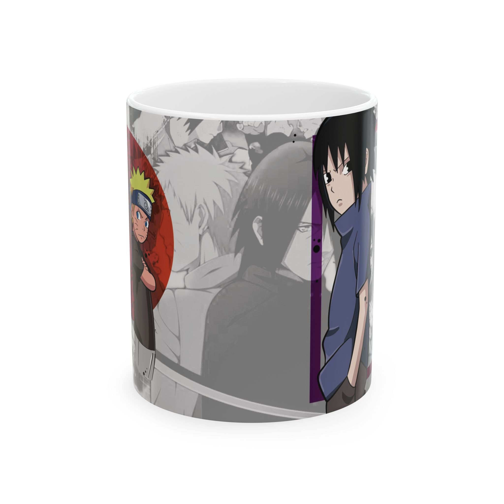Anime Naruto & Sasuke Mug — Character Collage Ceramic Coffee Cup (11oz/15oz)