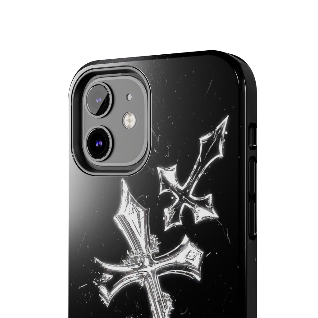 Tough Phone Case with Cross Design, Gothic Phone Cover, Personalized Phone Case, Customizable Tech Accessories, Unique Gift Idea