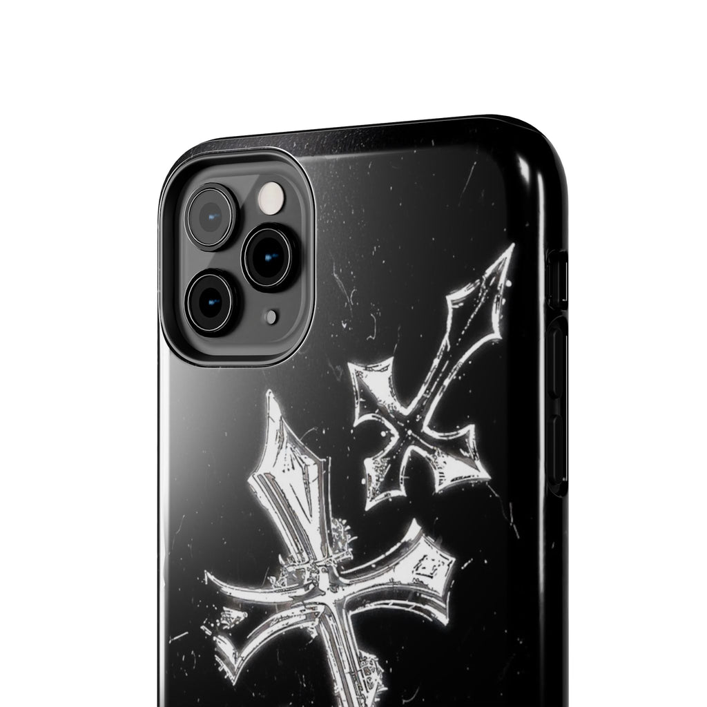 Tough Phone Case with Cross Design, Gothic Phone Cover, Personalized Phone Case, Customizable Tech Accessories, Unique Gift Idea