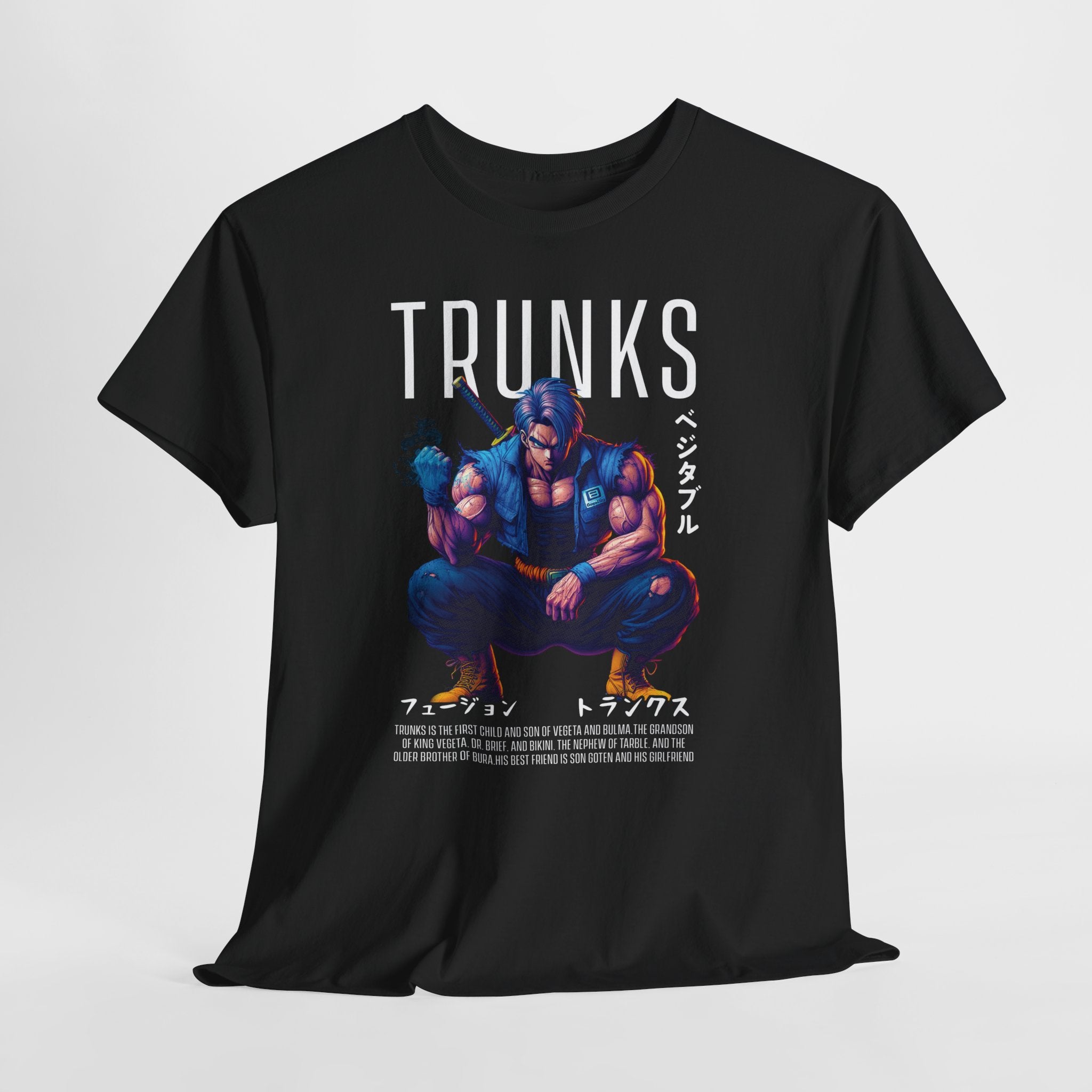 Trunks Anime Graphic Tee — Retro Japanese Fighter Design