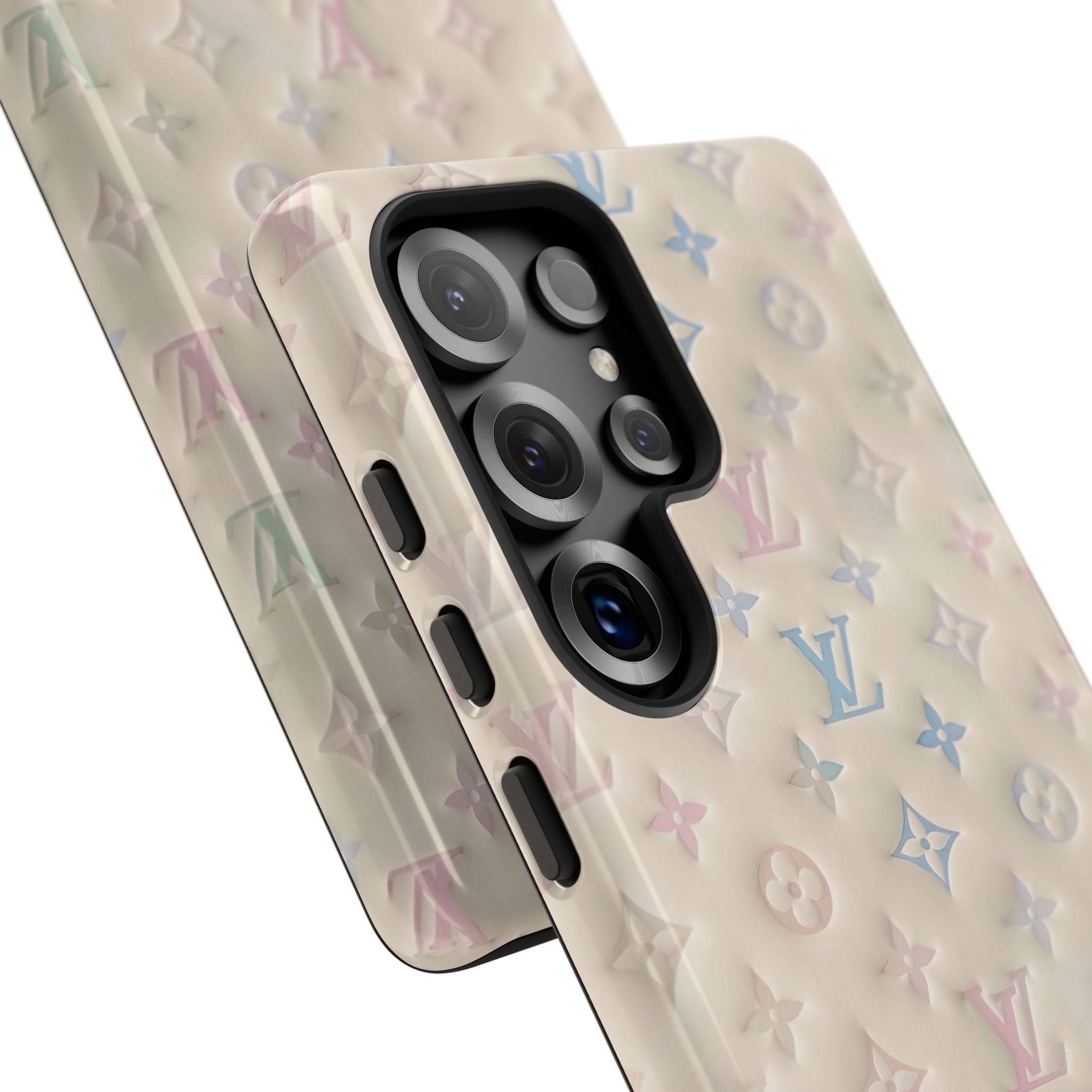 Pastel Quilted Monogram Phone Case — LV-Inspired Tough Protective Cover