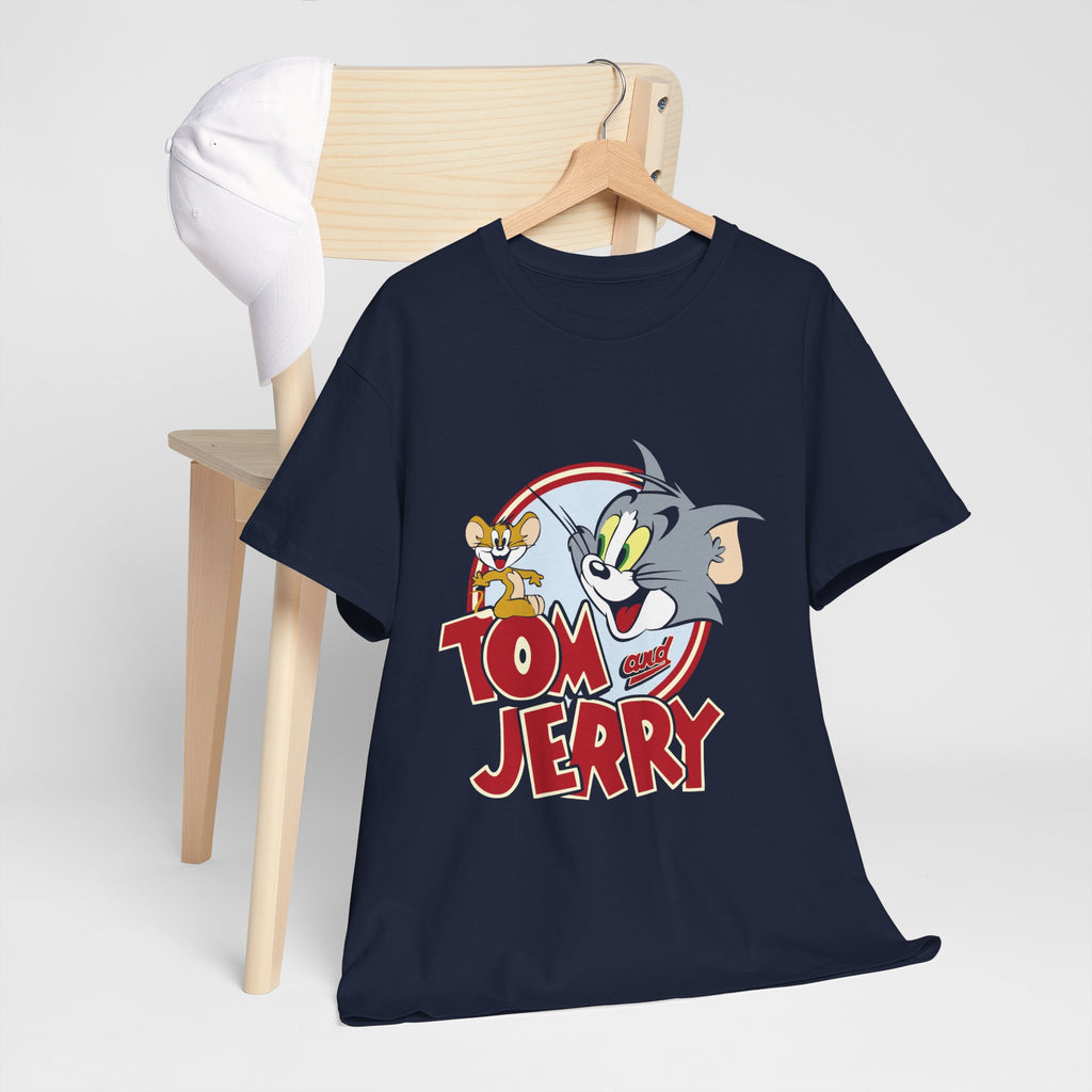 Tom and Jerry Unisex Heavy Cotton Tee, Funny Cartoon Shirt, Casual Wear, Gift for Kids and Adults, Retro Comics Tee