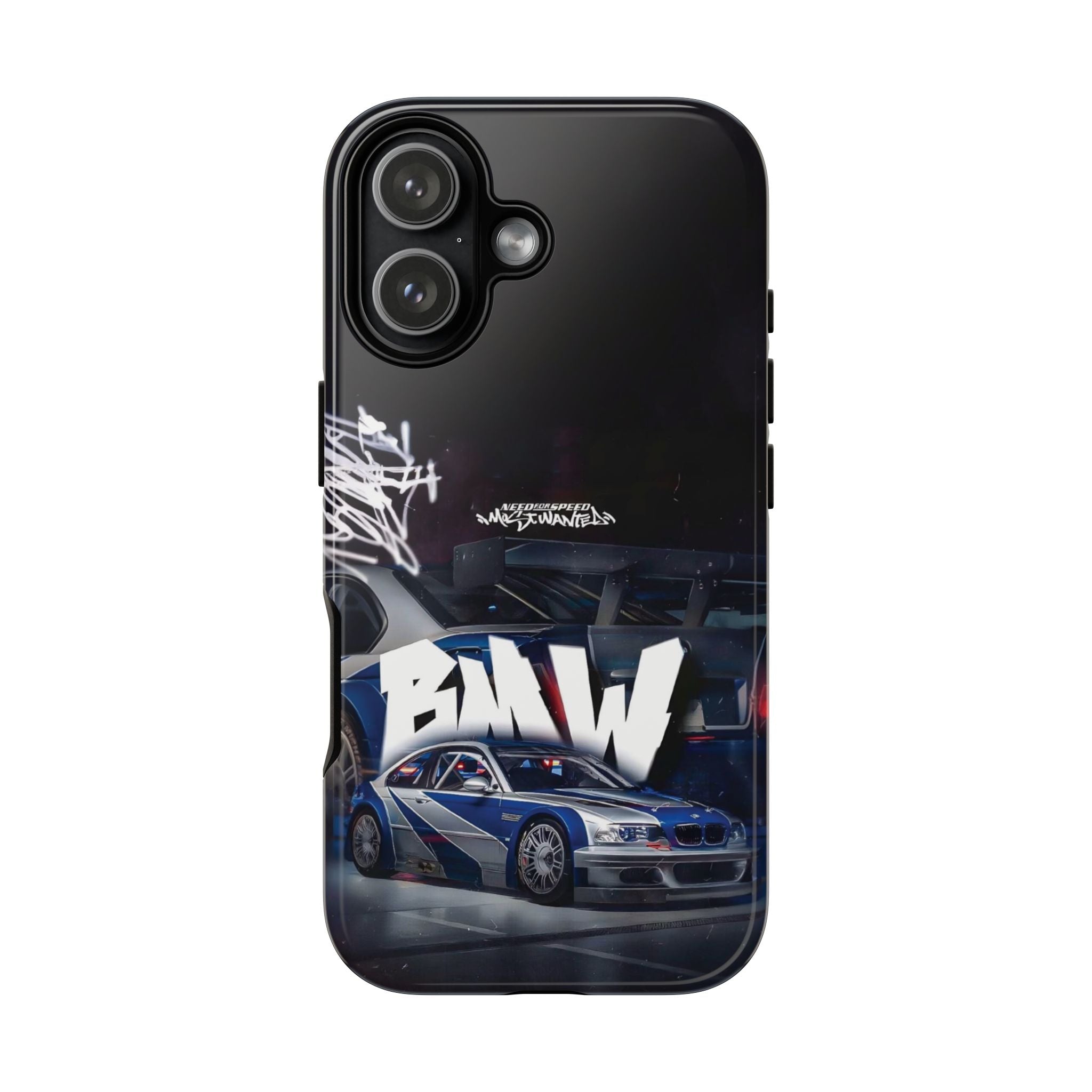 Racing Graffiti Tough Phone Case — Blue Sports Car Design