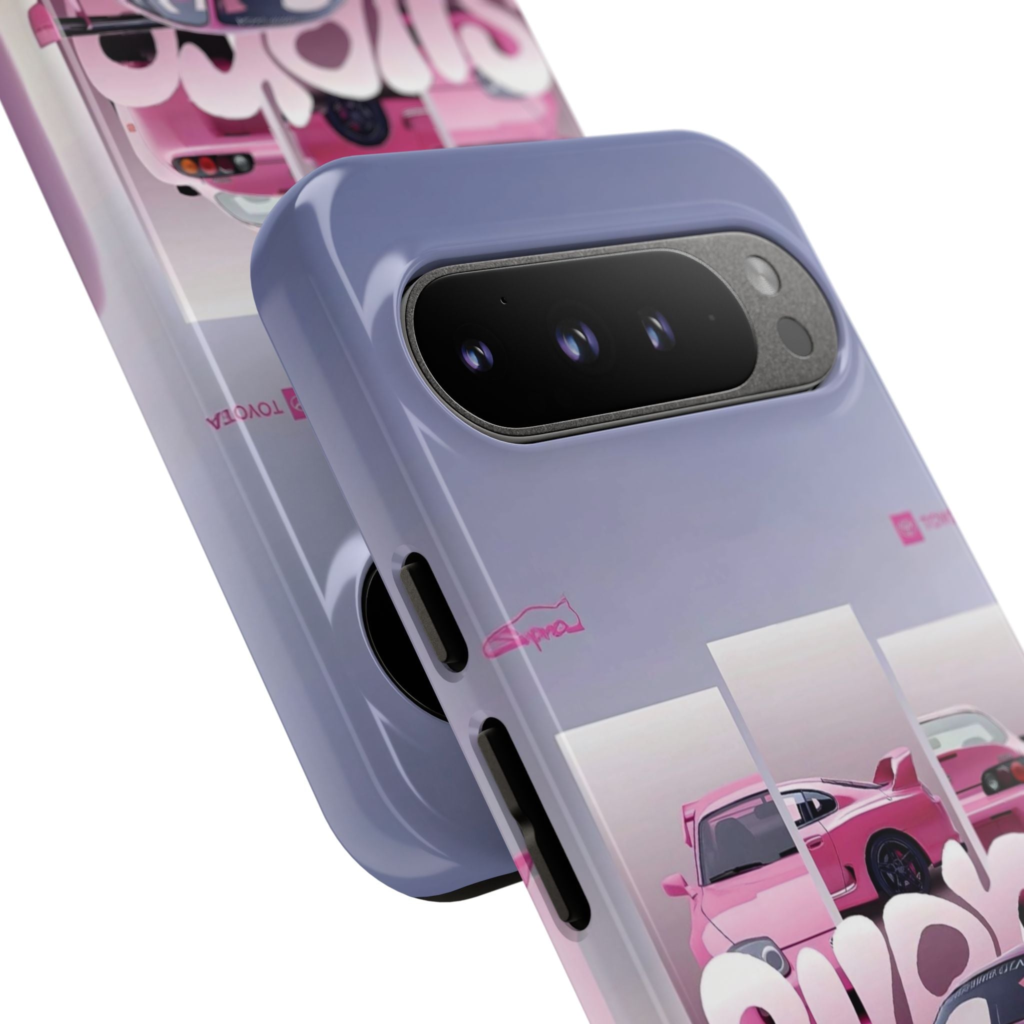 Pink Toyota Supra Phone Case — Retro Car Graffiti Design