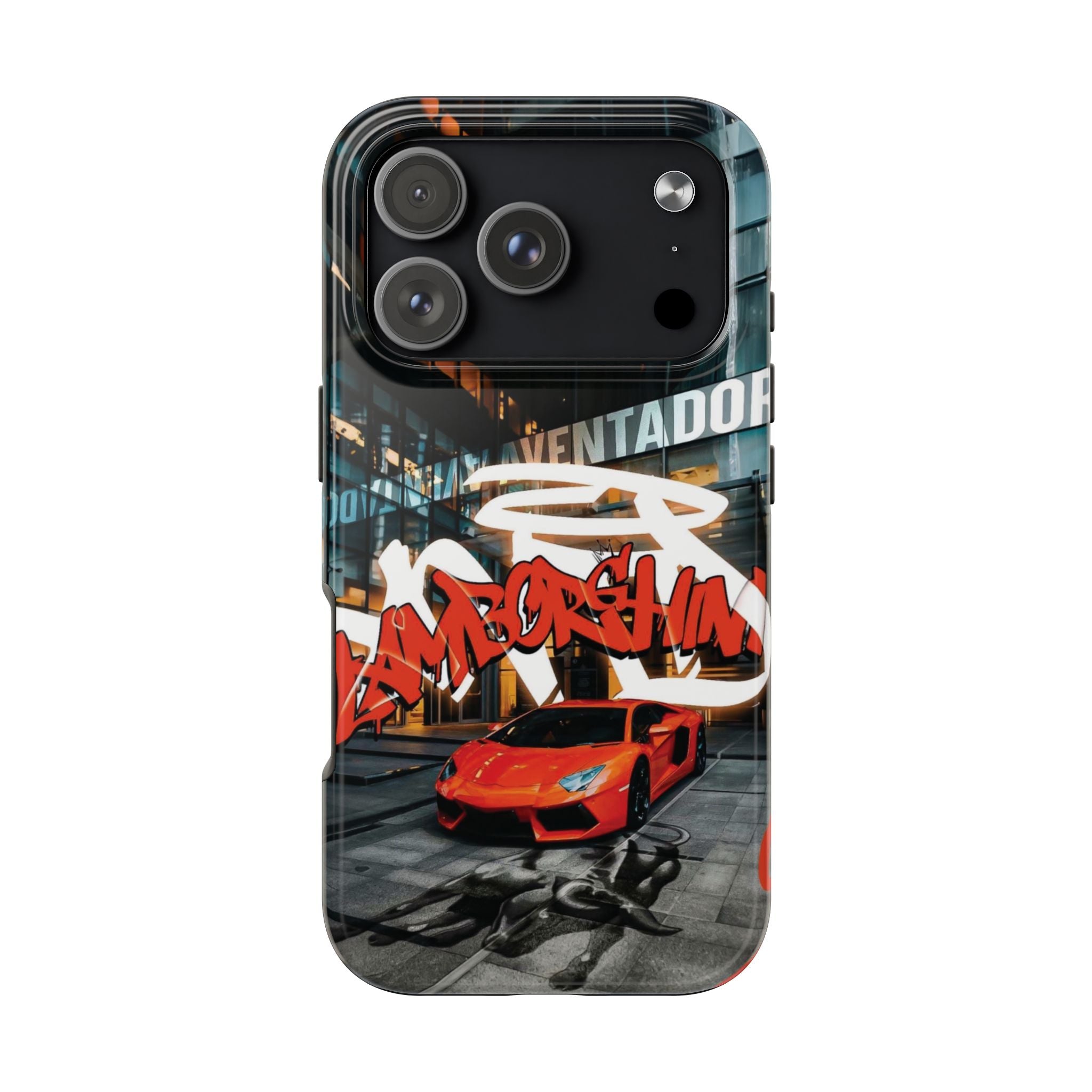 Urban Graffiti Tough Phone Case - Red Lamborghini Design