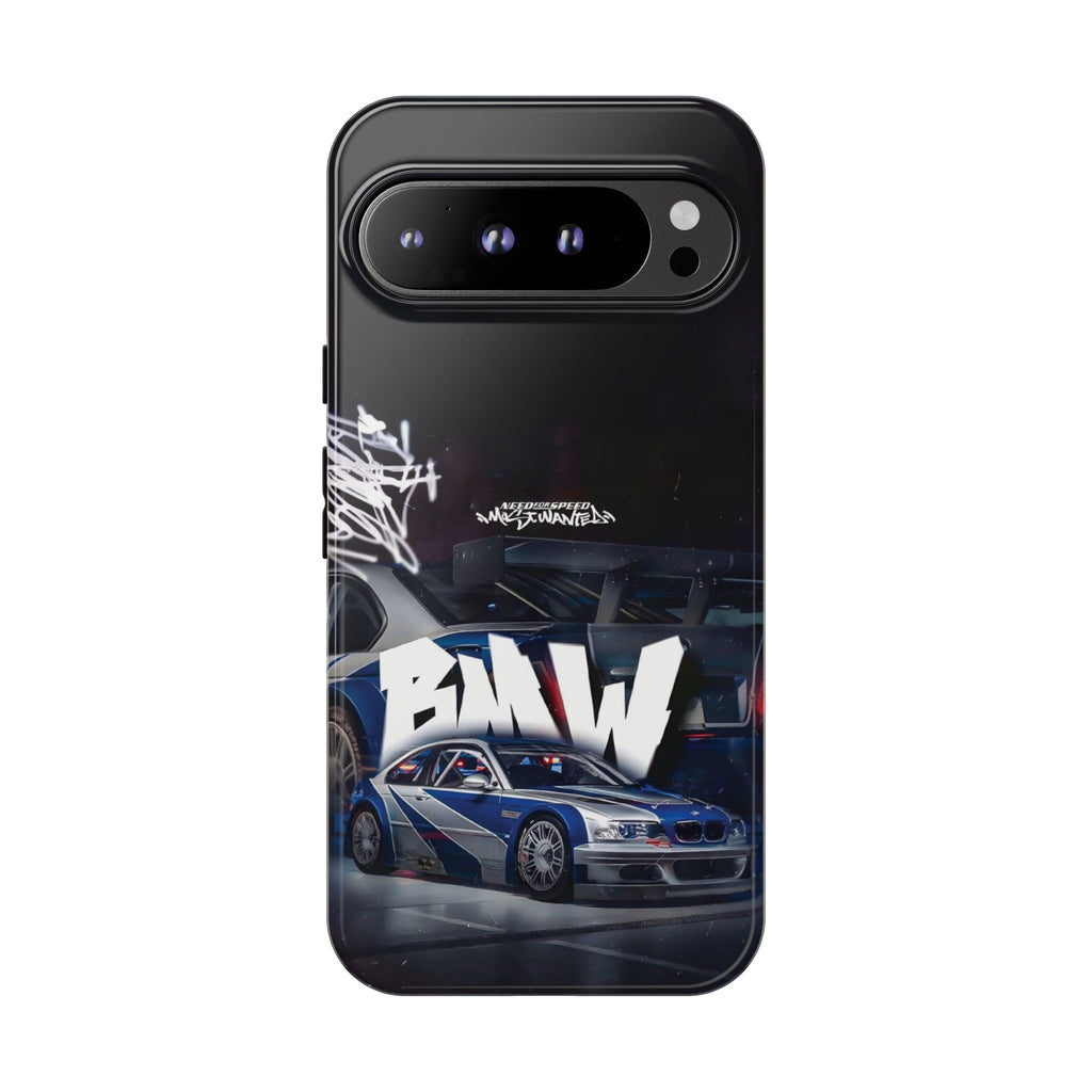 Racing Graffiti Tough Phone Case — Blue Sports Car Design