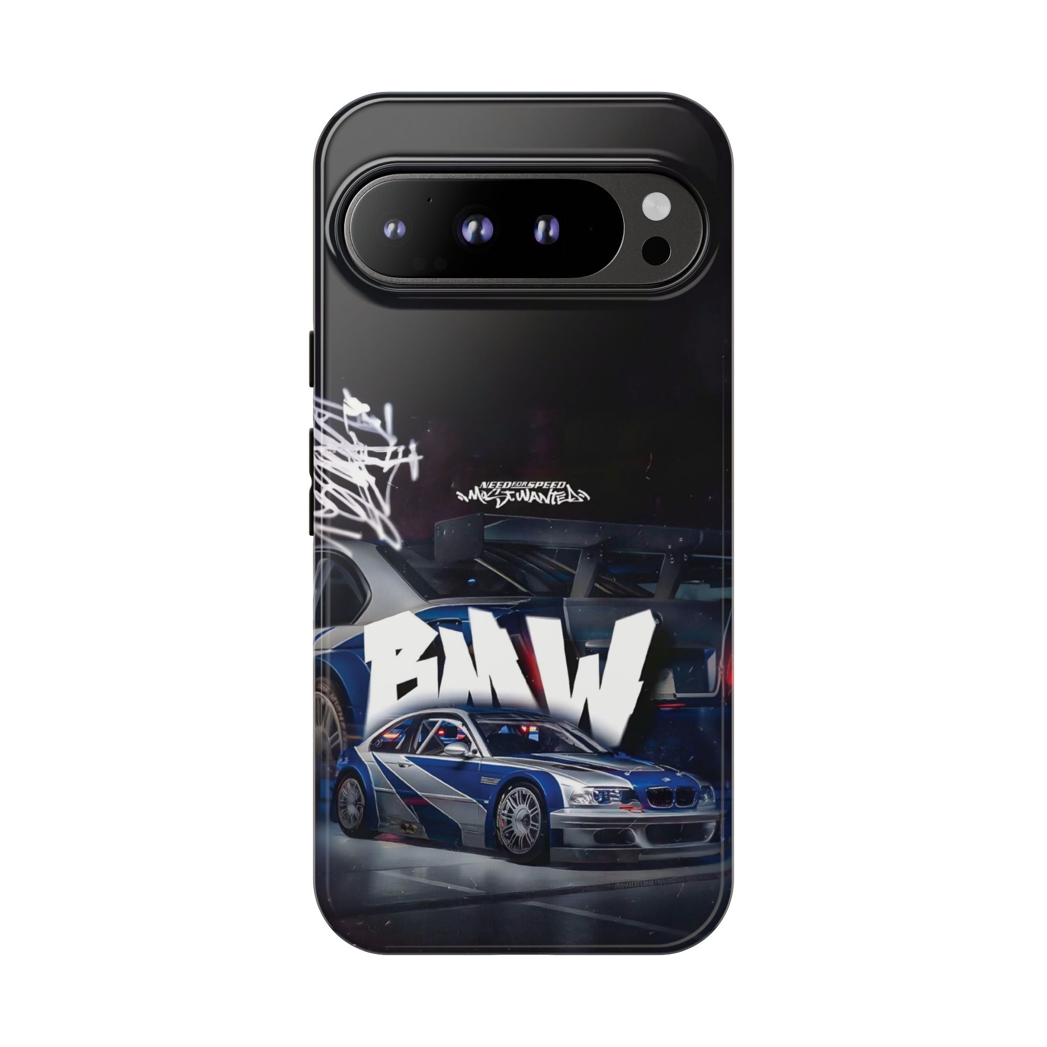 Racing Graffiti Tough Phone Case — Blue Sports Car Design