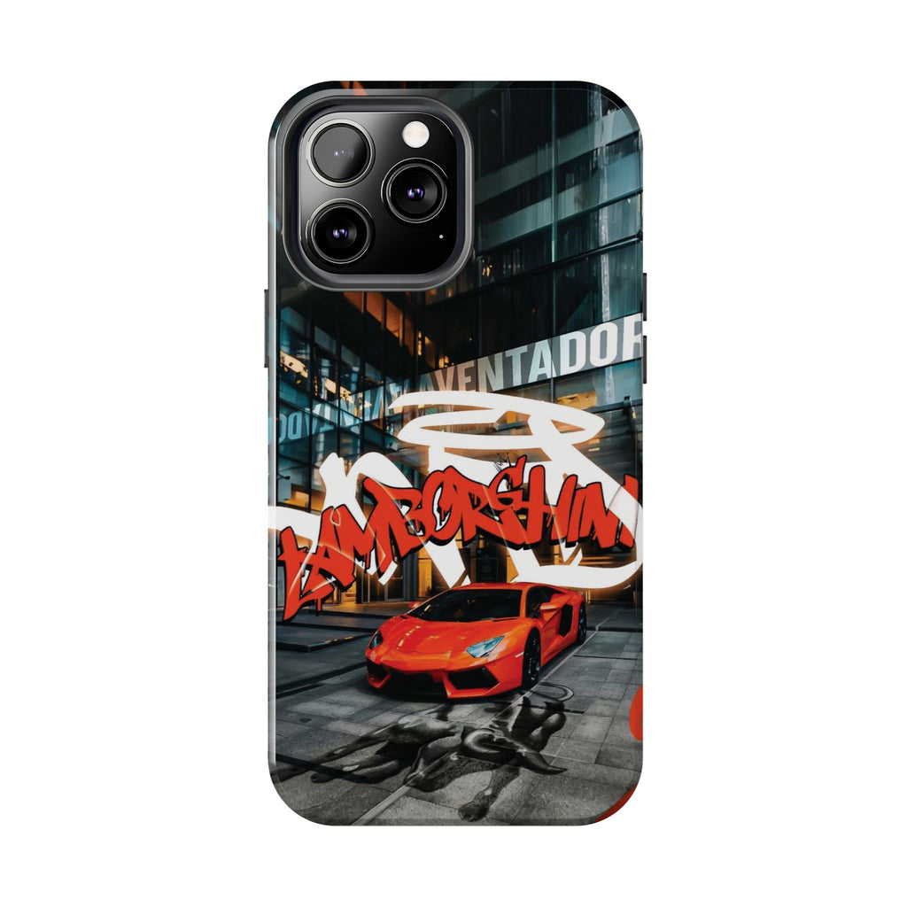 Urban Graffiti Tough Phone Case - Red Lamborghini Design