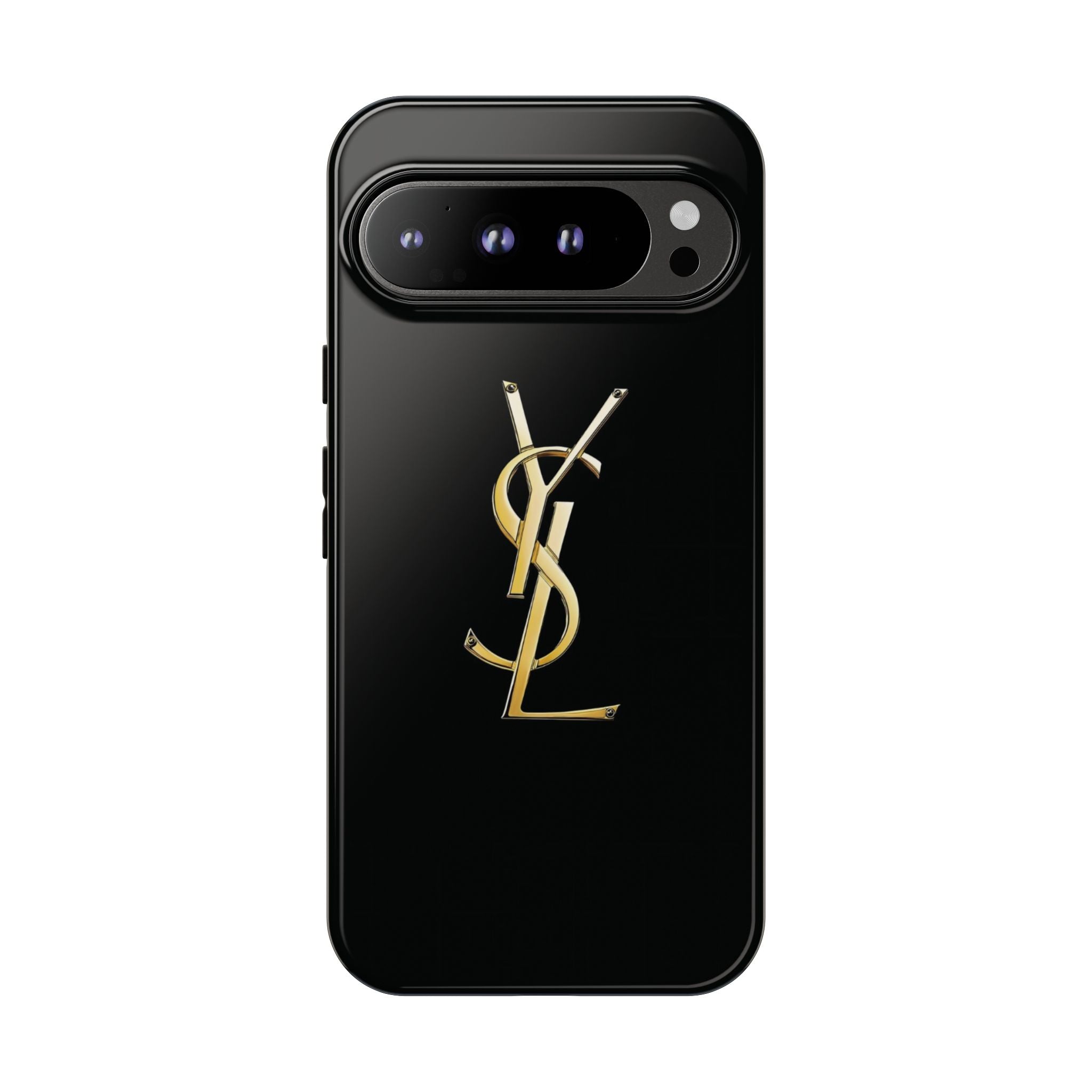 Gold Monogram Tough Phone Case – Luxury YSL-Inspired Protective Cover