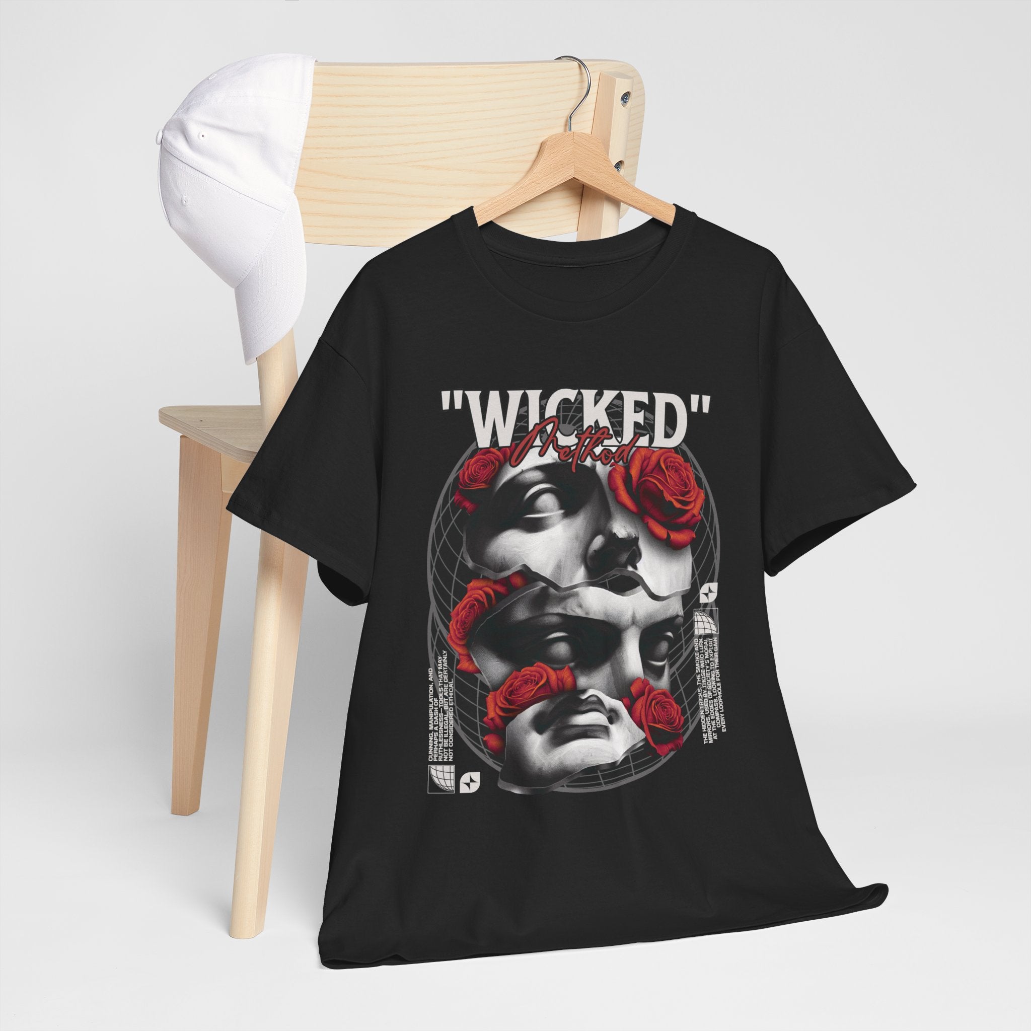Wicked Floral Unisex Heavy Cotton Tee, Grunge Fashion Tee, Gothic Graphic Tee, Punk Style Shirt, Casual Wear, Gift for Music Lovers