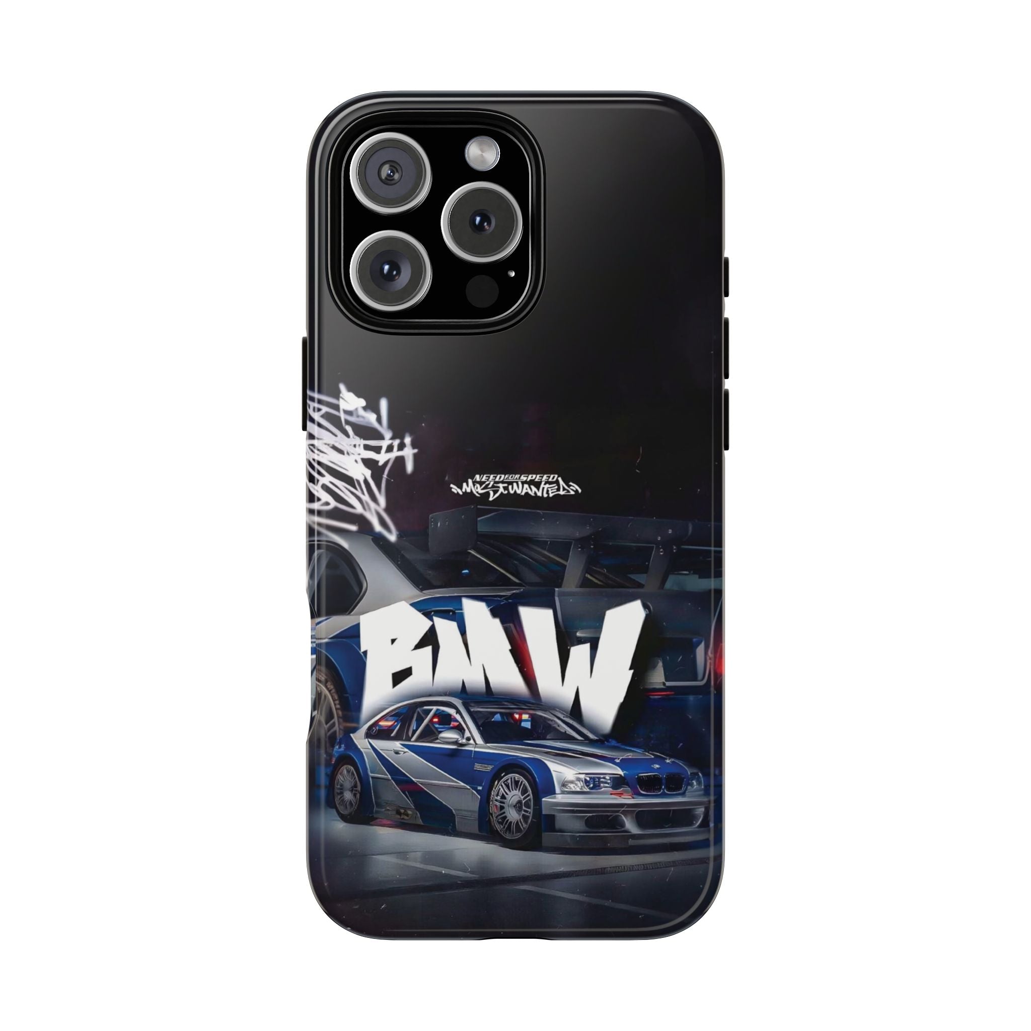 Racing Graffiti Tough Phone Case — Blue Sports Car Design