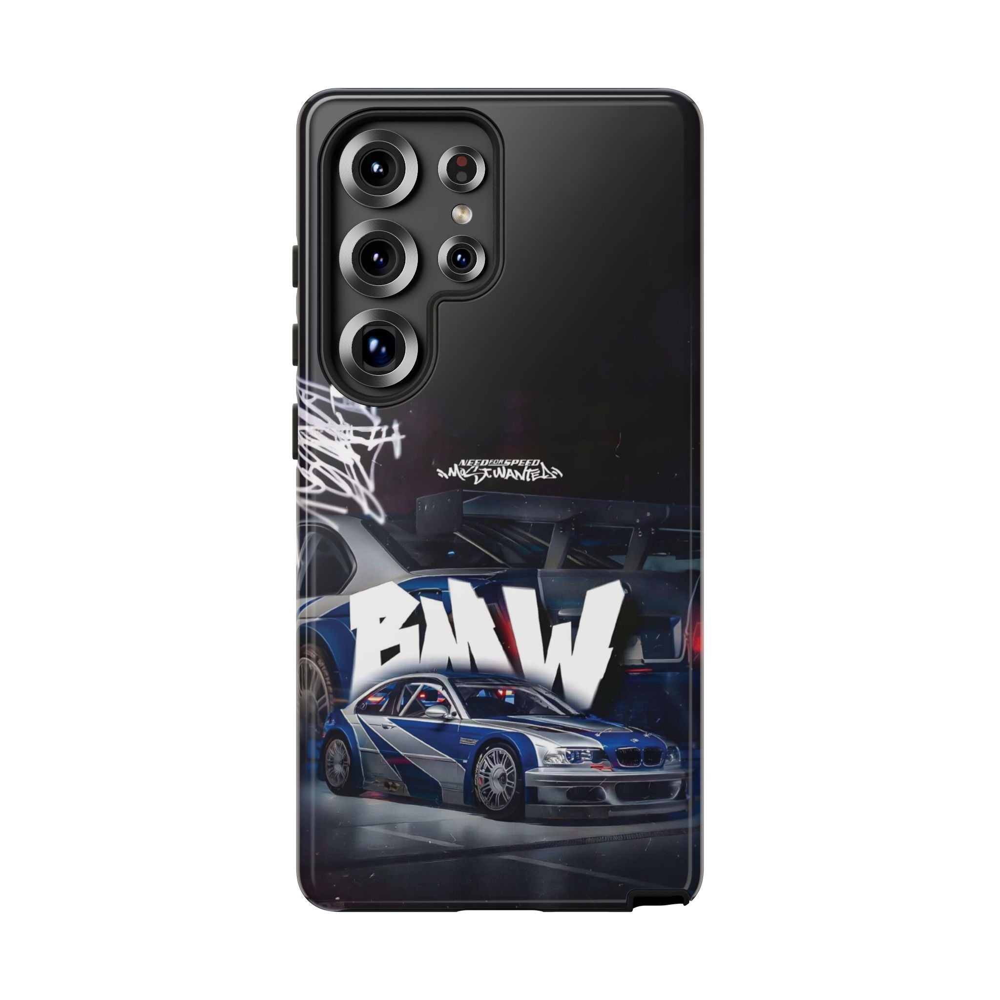 Racing Graffiti Tough Phone Case — Blue Sports Car Design
