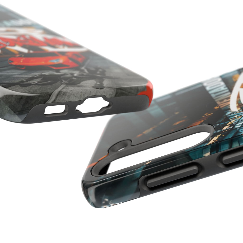 Urban Graffiti Tough Phone Case - Red Lamborghini Design