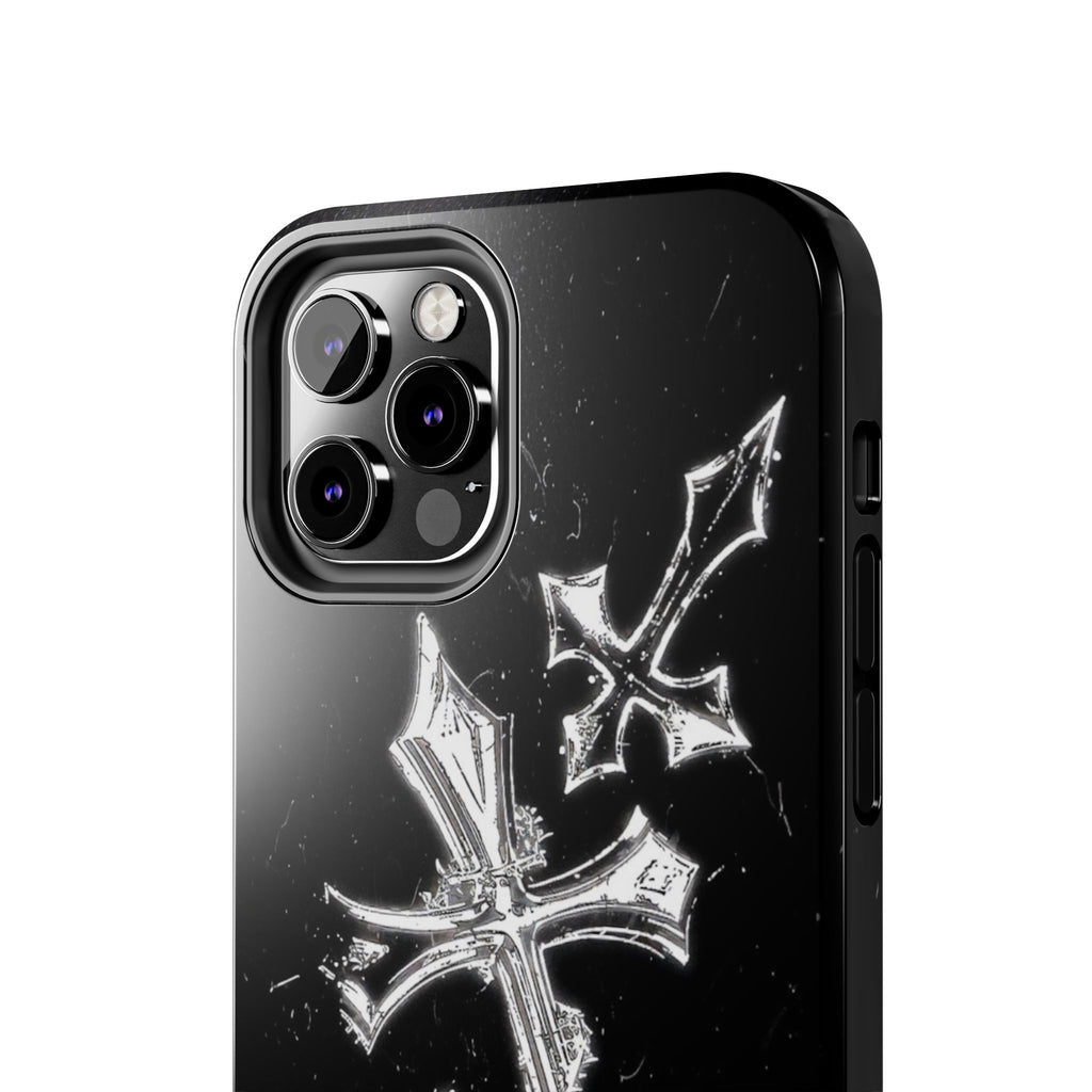 Tough Phone Case with Cross Design, Gothic Phone Cover, Personalized Phone Case, Customizable Tech Accessories, Unique Gift Idea