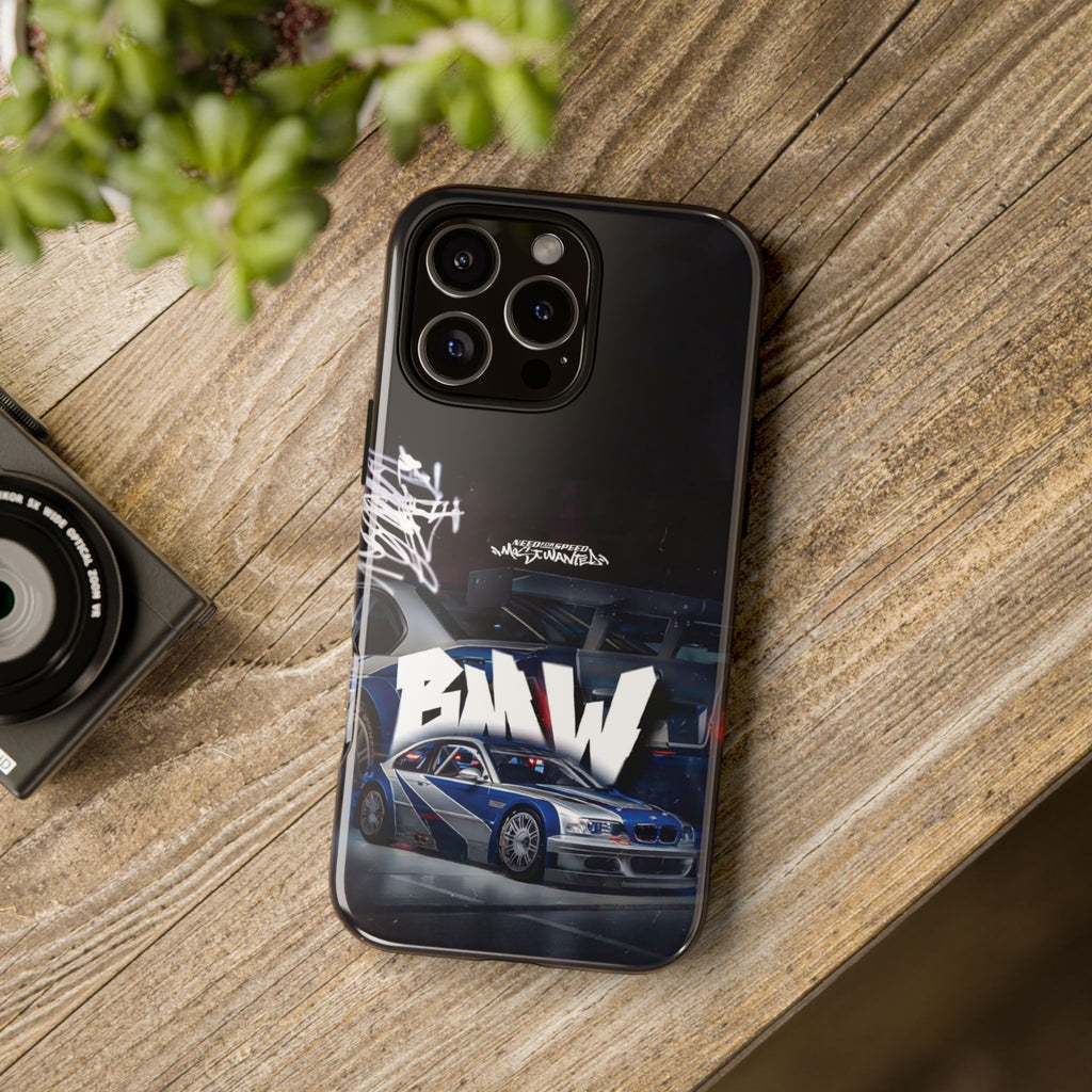 Racing Graffiti Tough Phone Case — Blue Sports Car Design