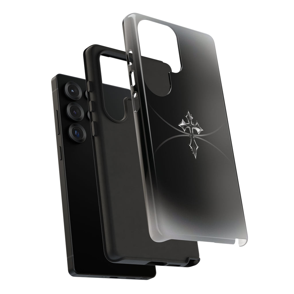 Cross Emblem Tough Phone Case — Rugged Black Protective Cover