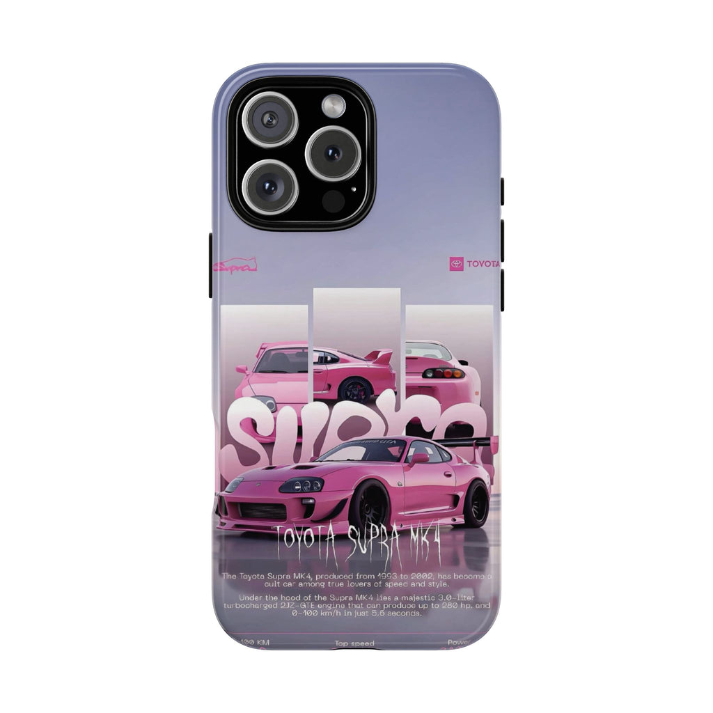 Pink Toyota Supra Phone Case — Retro Car Graffiti Design