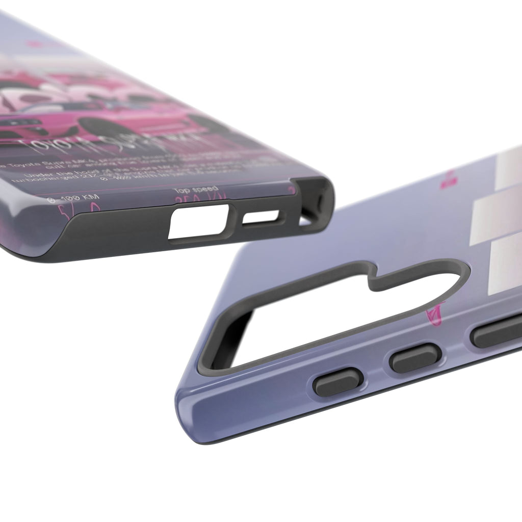 Pink Toyota Supra Phone Case — Retro Car Graffiti Design
