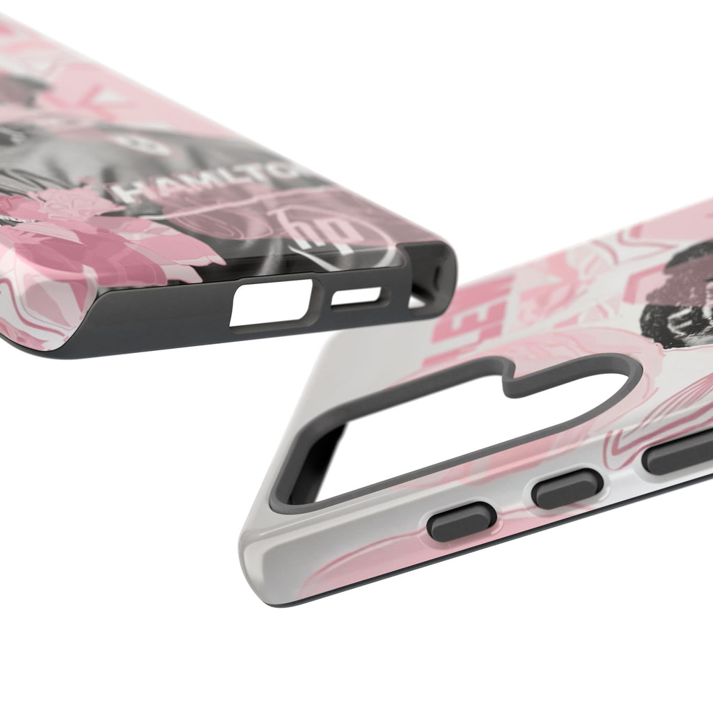 Hamilton Racing Phone Case — Pink Retro Driver Collage Tough Case