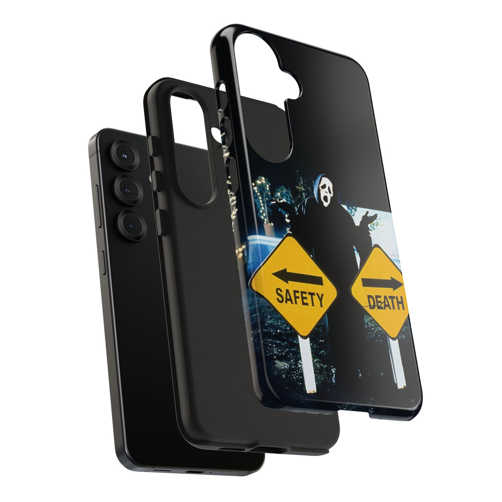 Spooky Phone Cases with Safety and Death Design, Halloween Gift, Horror Movie Merch, Unique Phone Accessories, Fun and Functional