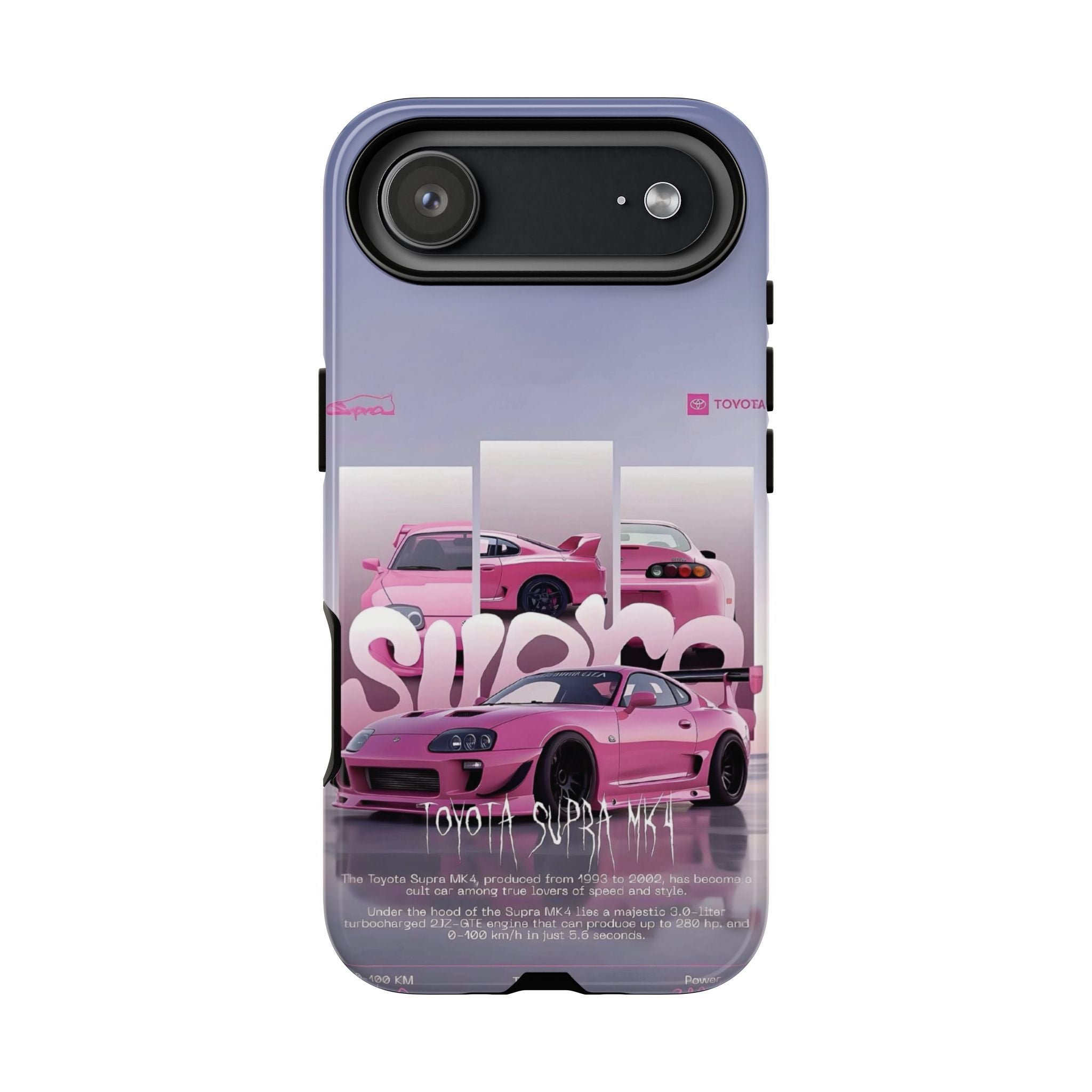 Pink Toyota Supra Phone Case — Retro Car Graffiti Design