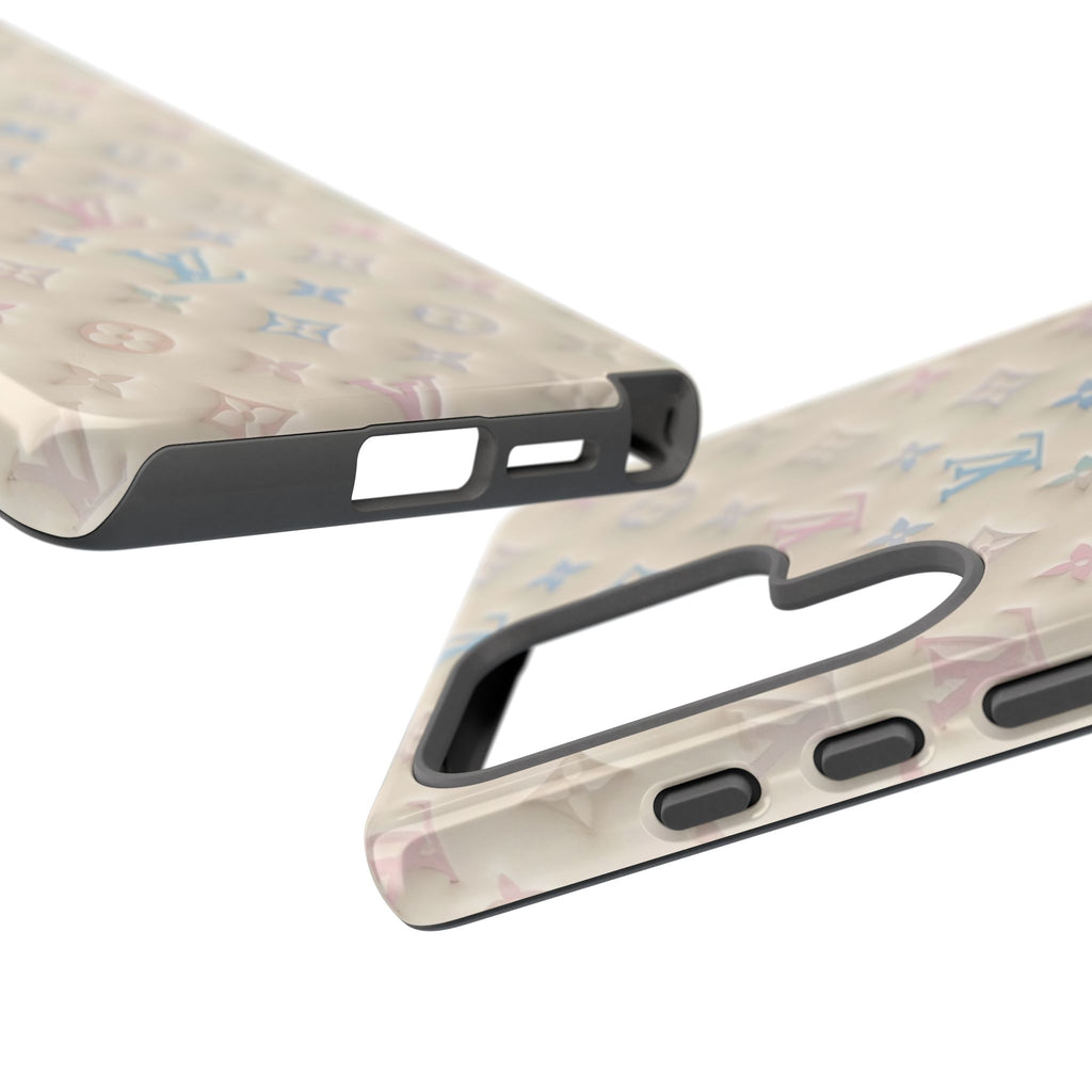Pastel Quilted Monogram Phone Case — LV-Inspired Tough Protective Cover