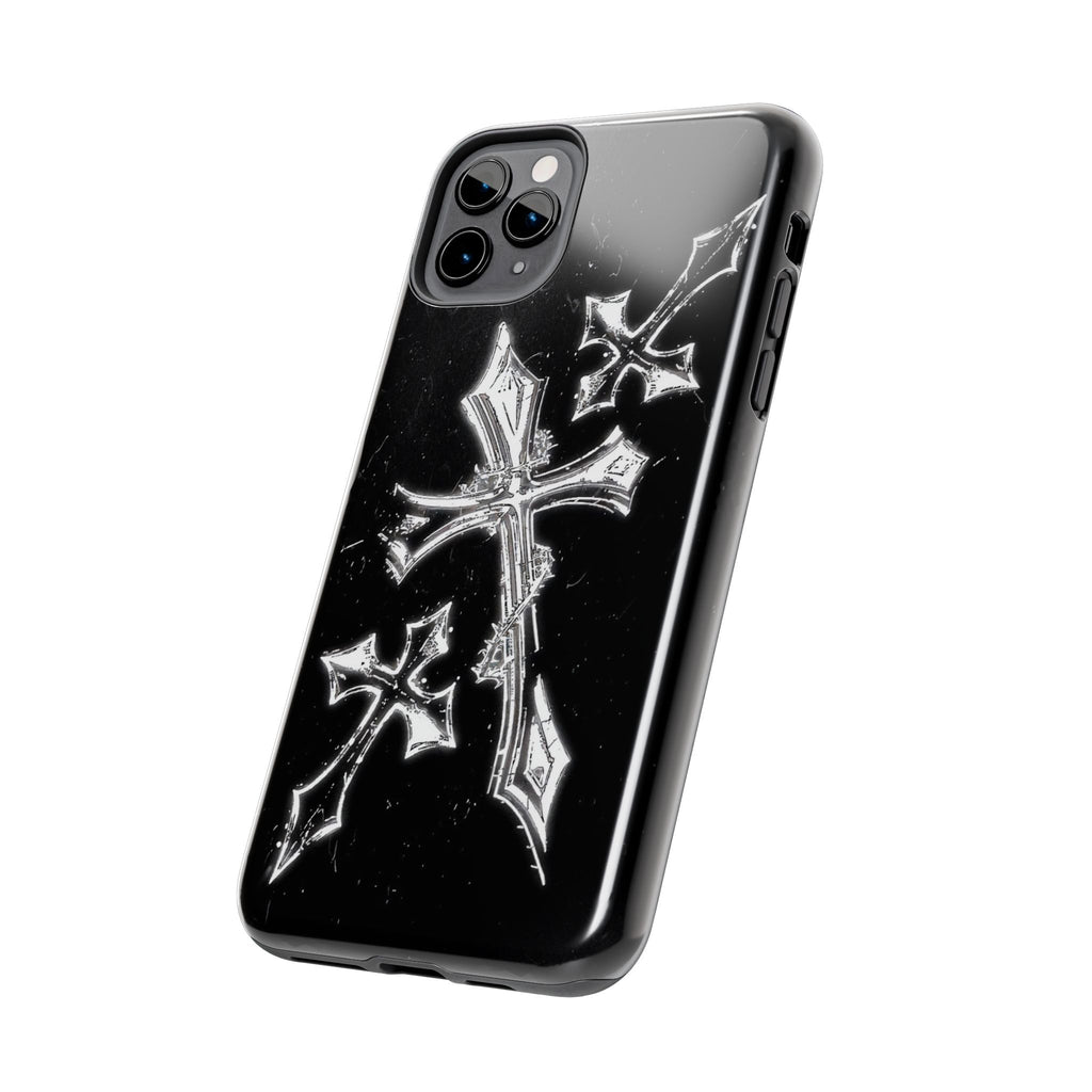 Tough Phone Case with Cross Design, Gothic Phone Cover, Personalized Phone Case, Customizable Tech Accessories, Unique Gift Idea