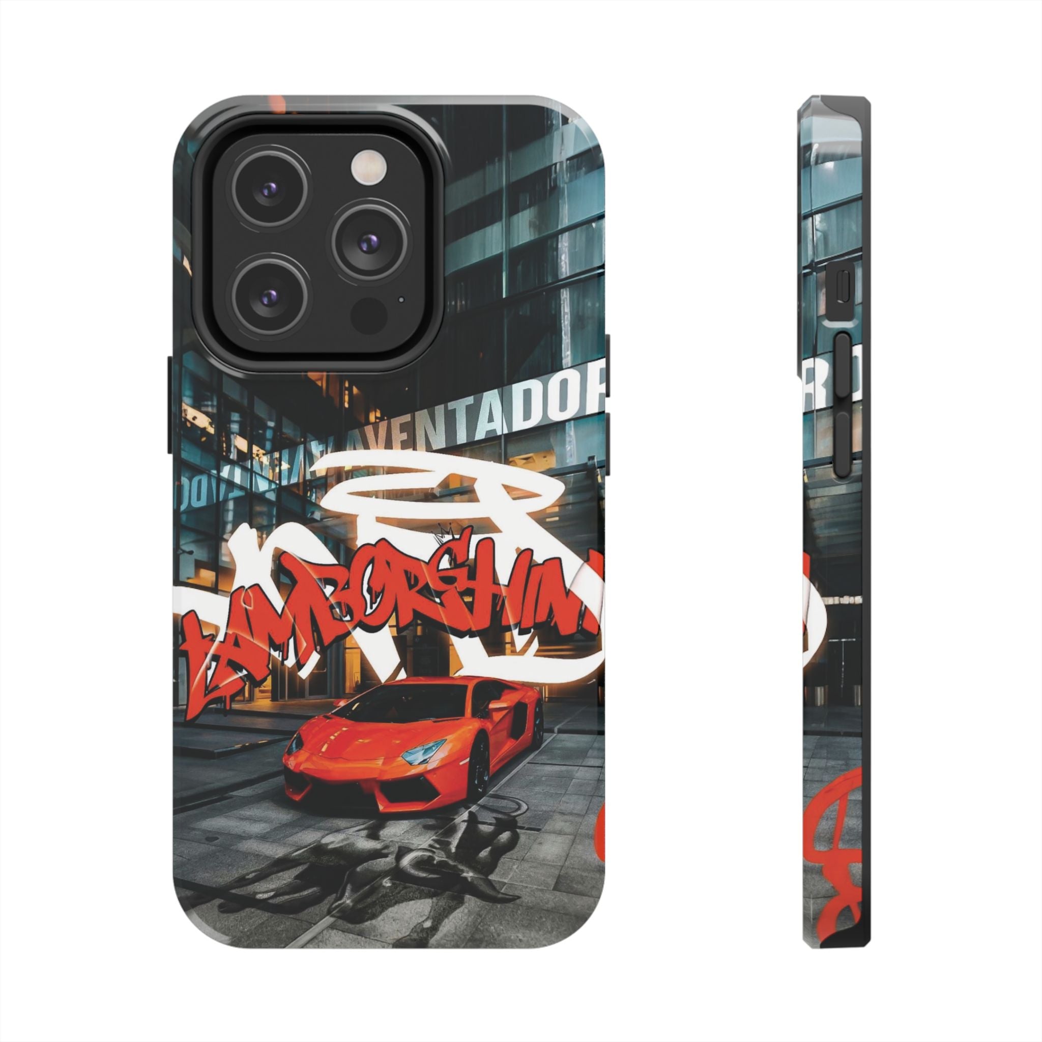 Urban Graffiti Tough Phone Case - Red Lamborghini Design