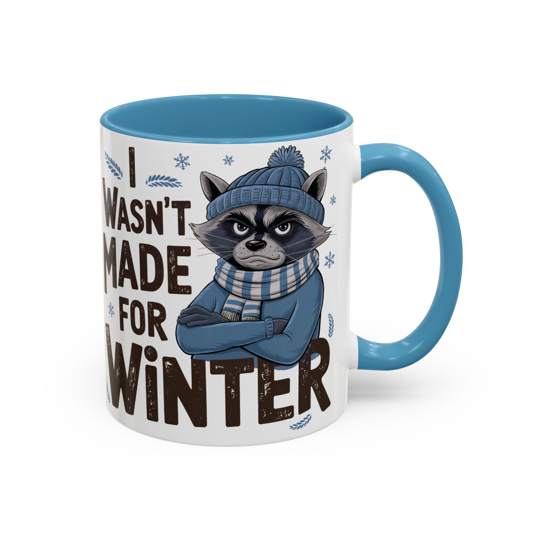 Winter-Themed Accent Coffee Mug, Funny Raccoon Design, Perfect for Coffee Lovers, Holiday Gift, Cozy Home Decor, Unique Mug
