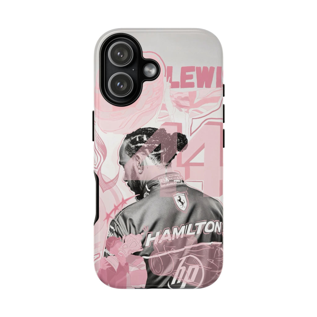 Hamilton Racing Phone Case — Pink Retro Driver Collage Tough Case
