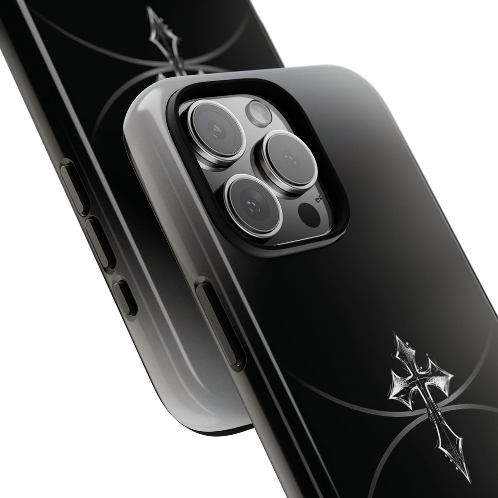 Cross Emblem Tough Phone Case — Rugged Black Protective Cover