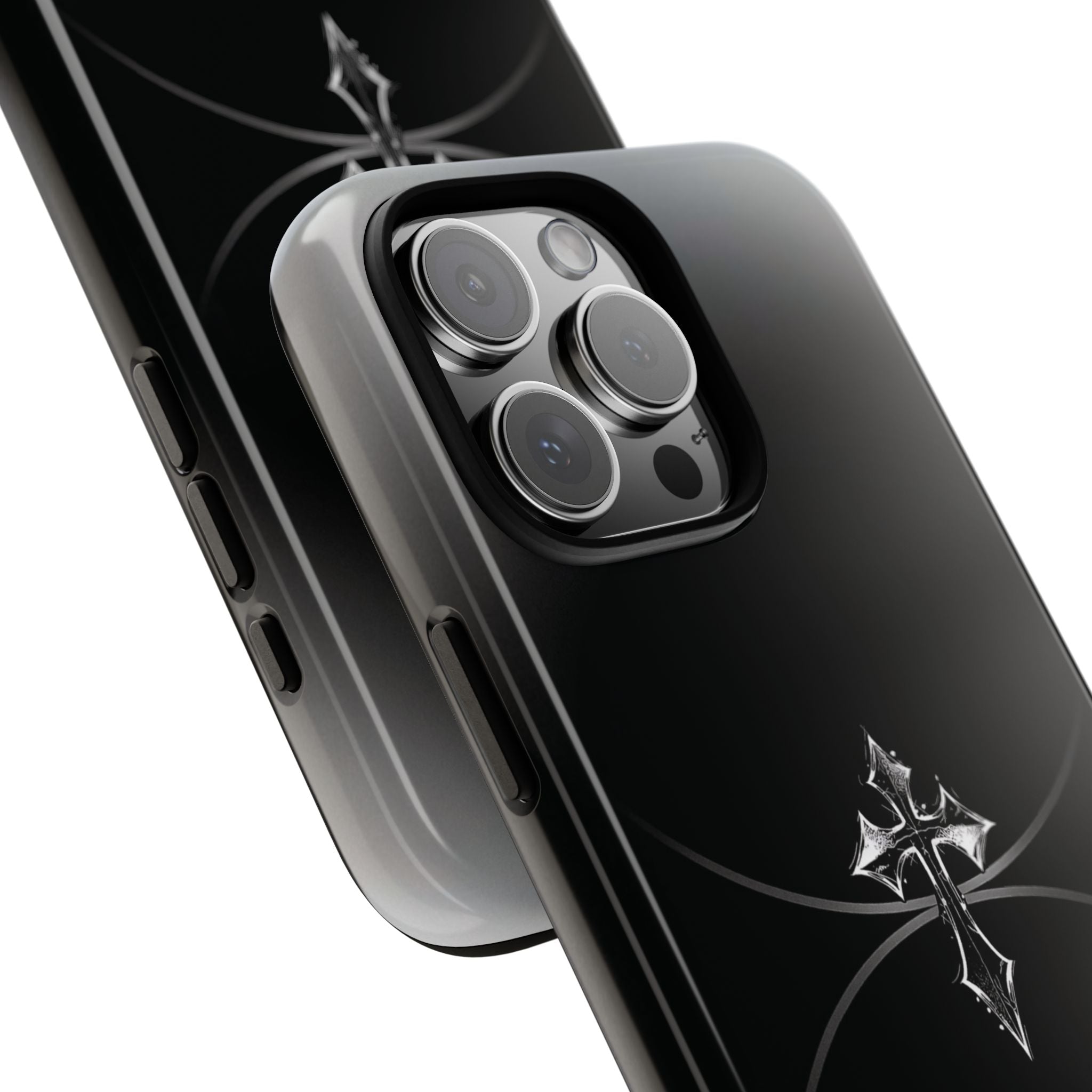 Cross Emblem Tough Phone Case — Rugged Black Protective Cover