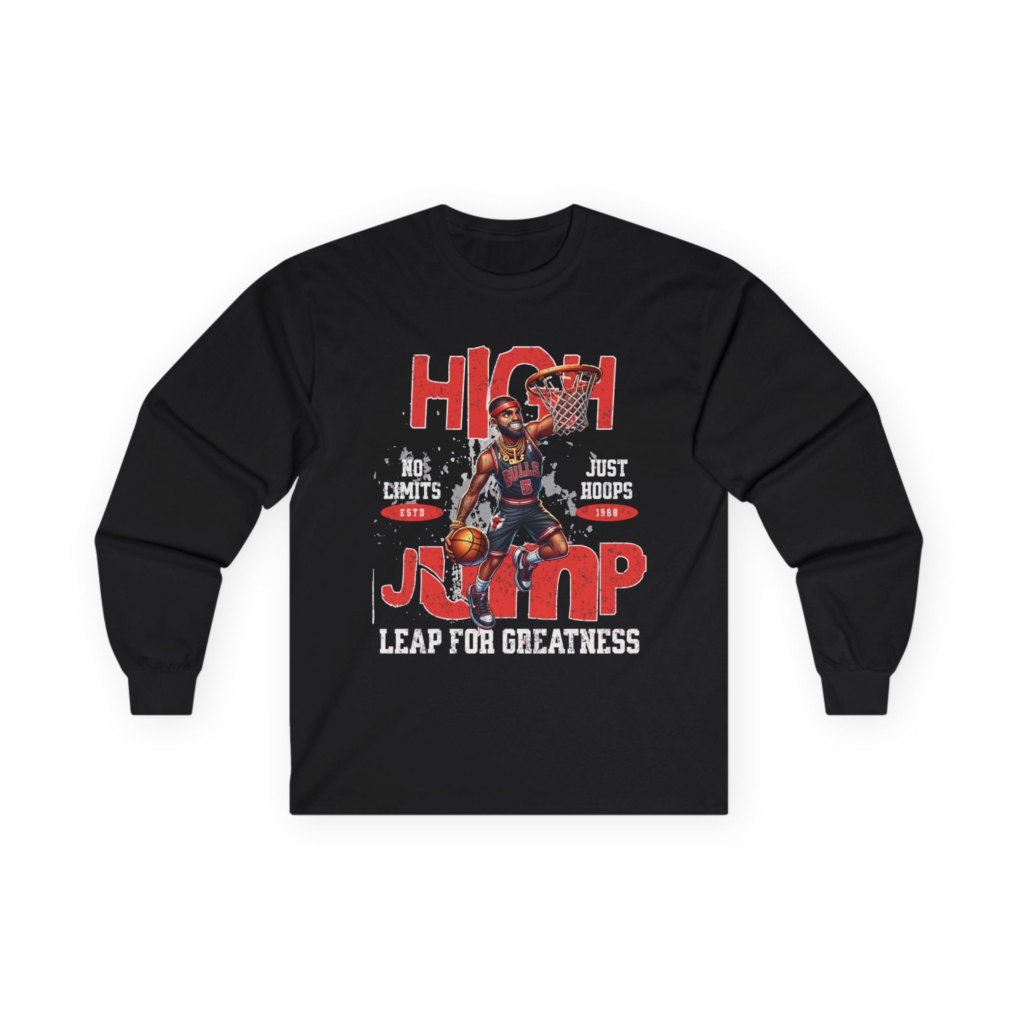 High Jump Long Sleeve Tee - Leap for Greatness Basketball Shirt