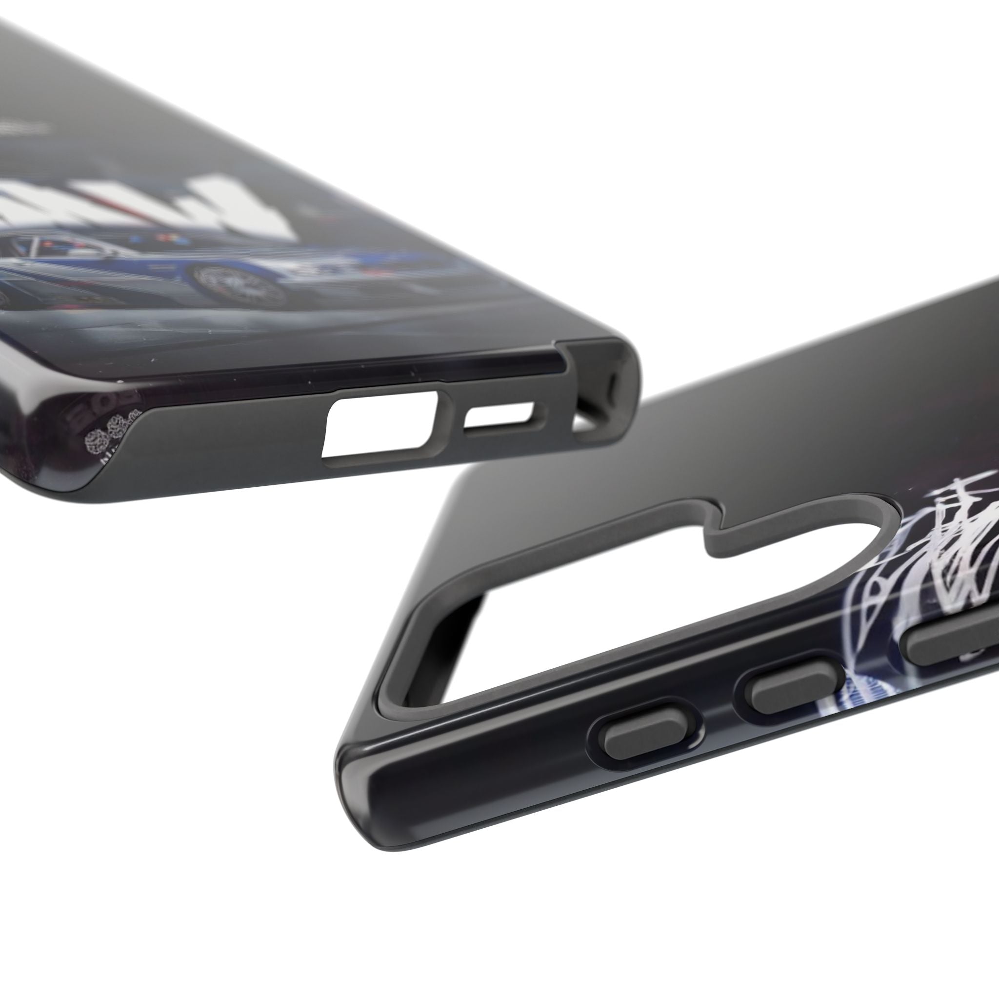 Racing Graffiti Tough Phone Case — Blue Sports Car Design