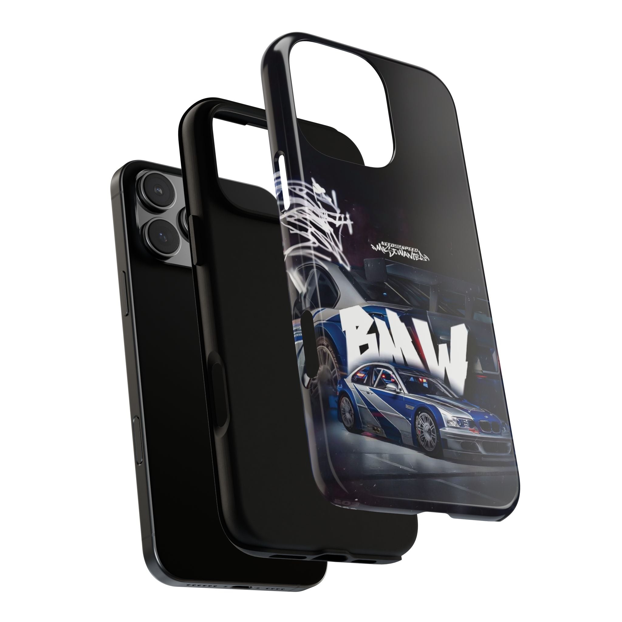 Racing Graffiti Tough Phone Case — Blue Sports Car Design