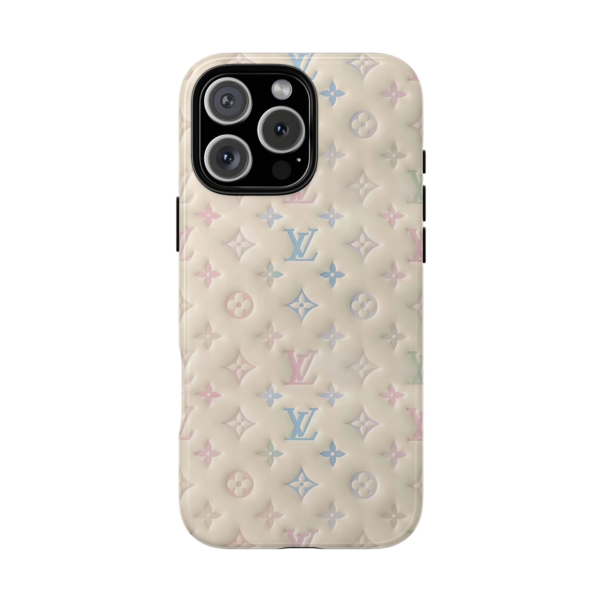 Pastel Quilted Monogram Phone Case — LV-Inspired Tough Protective Cover
