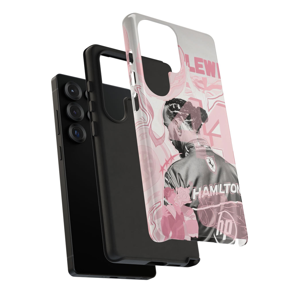Hamilton Racing Phone Case — Pink Retro Driver Collage Tough Case
