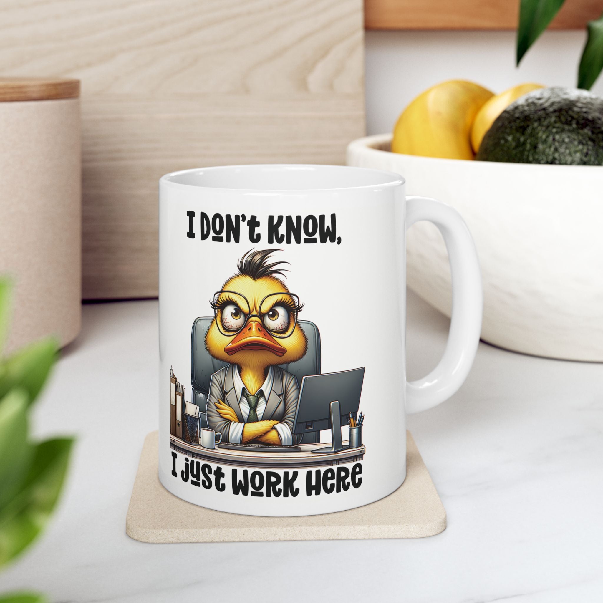 Funny Office Ceramic Mug - I Just Work Here, Gift for Coworkers, Funny Coffee Cup, Tea Lovers, Desk Decor