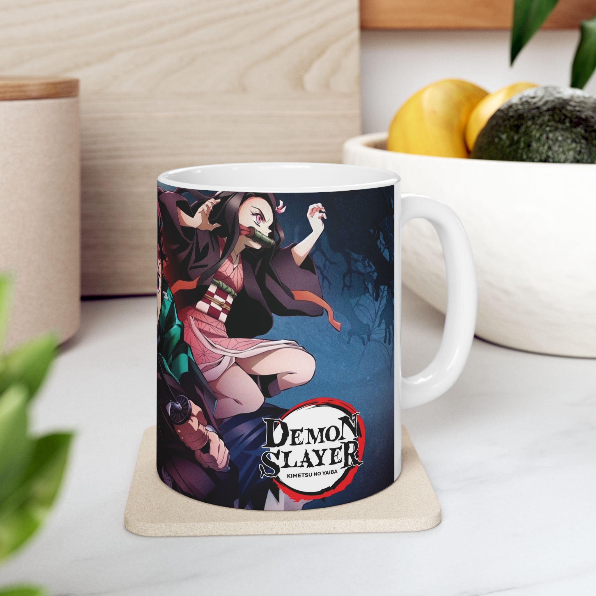 Anime Demon Slayer Ceramic Mug — Tanjiro & Nezuko Action Design (11oz/15oz)