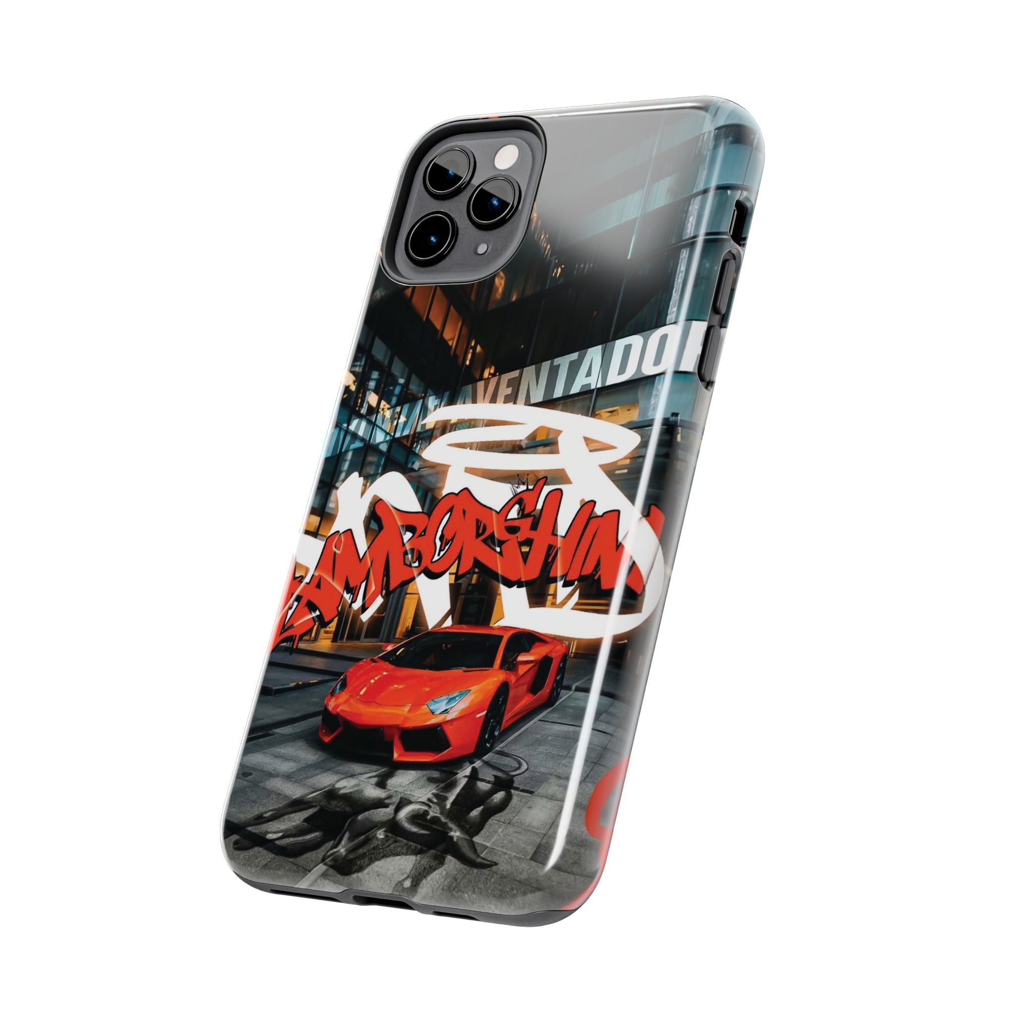 Urban Graffiti Tough Phone Case - Red Lamborghini Design