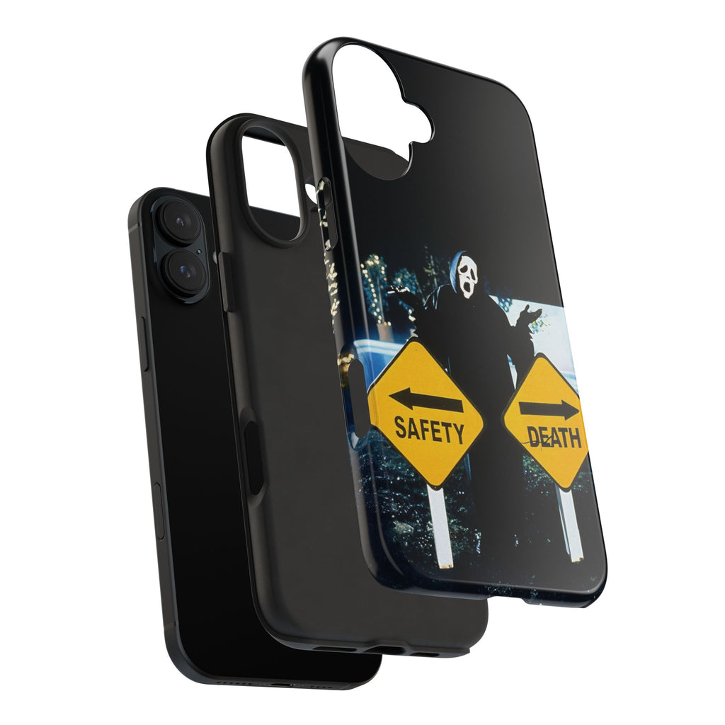 Spooky Phone Cases with Safety and Death Design, Halloween Gift, Horror Movie Merch, Unique Phone Accessories, Fun and Functional