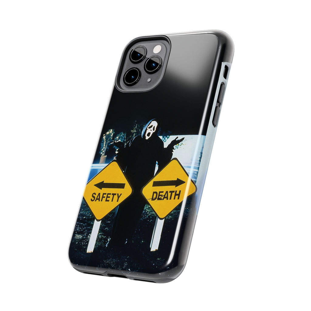 Spooky Phone Cases with Safety and Death Design, Halloween Gift, Horror Movie Merch, Unique Phone Accessories, Fun and Functional
