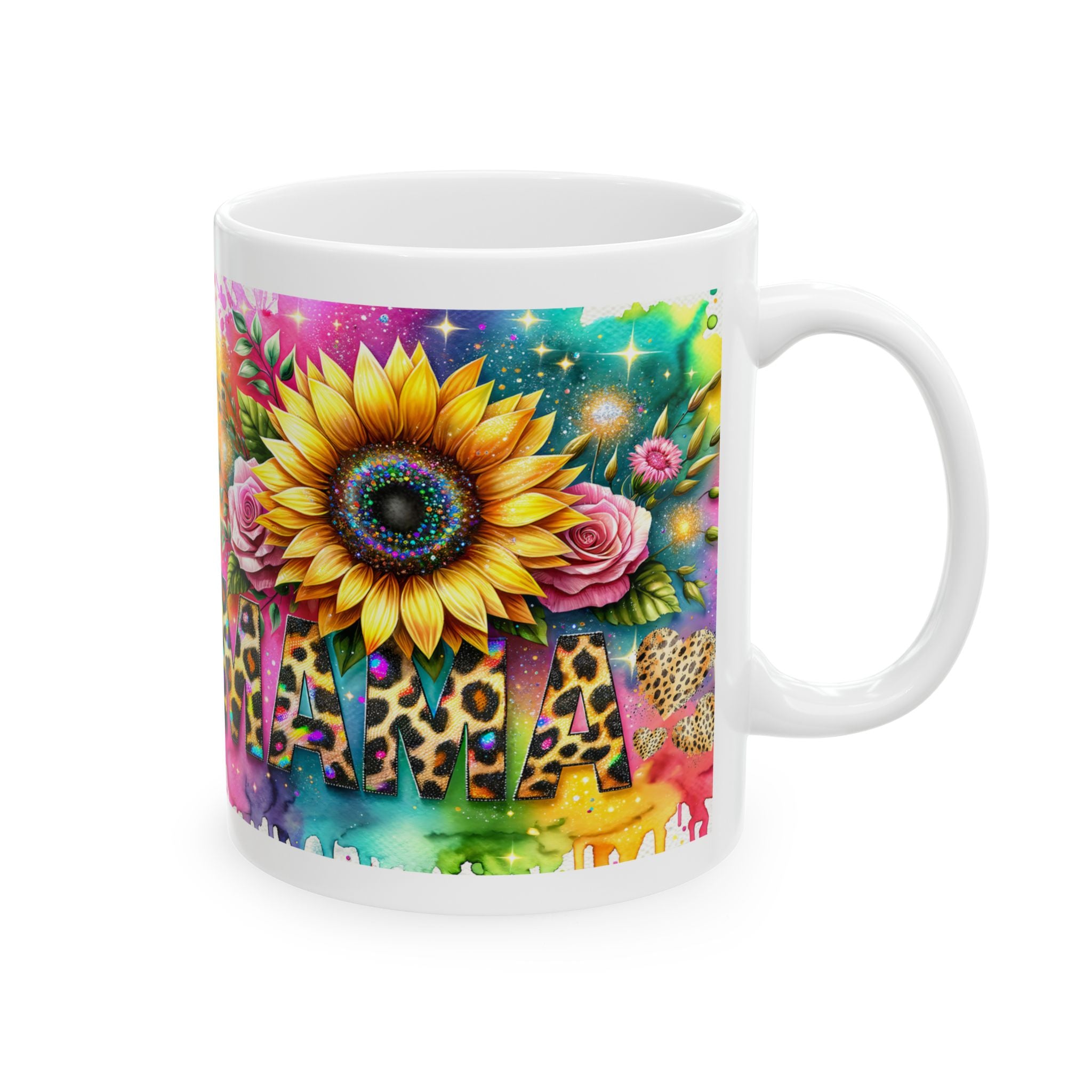Vibrant Floral Leopard Print Mug | Colorful Coffee Cup for Mom | Cute Gift for Mother's Day, Birthdays, or Any Occasion