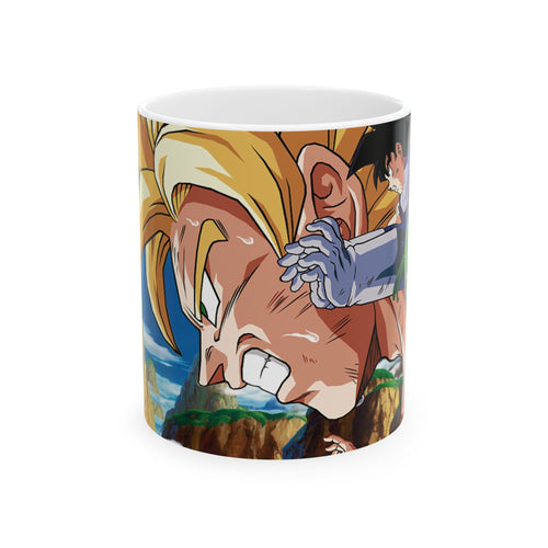 Anime Battle Ceramic Mug (11oz/15oz) — Superpowered Fighter Scene Wrap