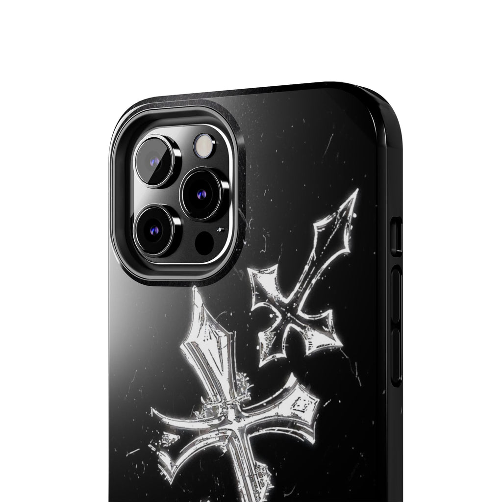 Tough Phone Case with Cross Design, Gothic Phone Cover, Personalized Phone Case, Customizable Tech Accessories, Unique Gift Idea