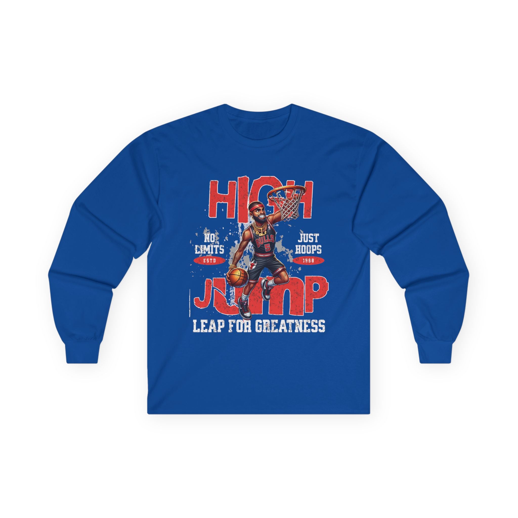 High Jump Long Sleeve Tee - Leap for Greatness Basketball Shirt