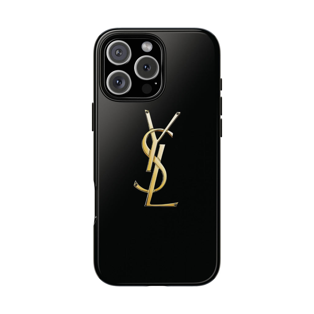 Gold Monogram Tough Phone Case – Luxury YSL-Inspired Protective Cover