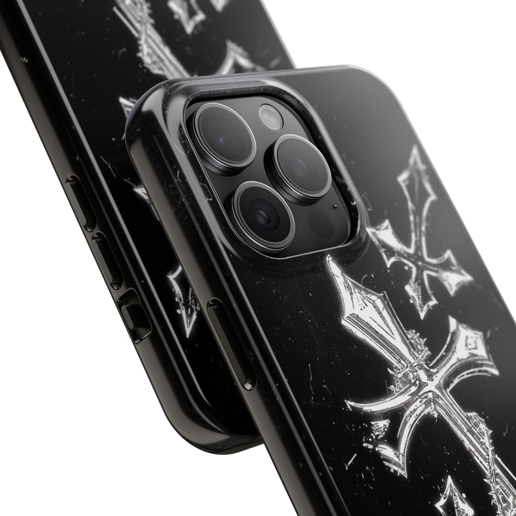 Tough Phone Case with Cross Design, Gothic Phone Cover, Personalized Phone Case, Customizable Tech Accessories, Unique Gift Idea